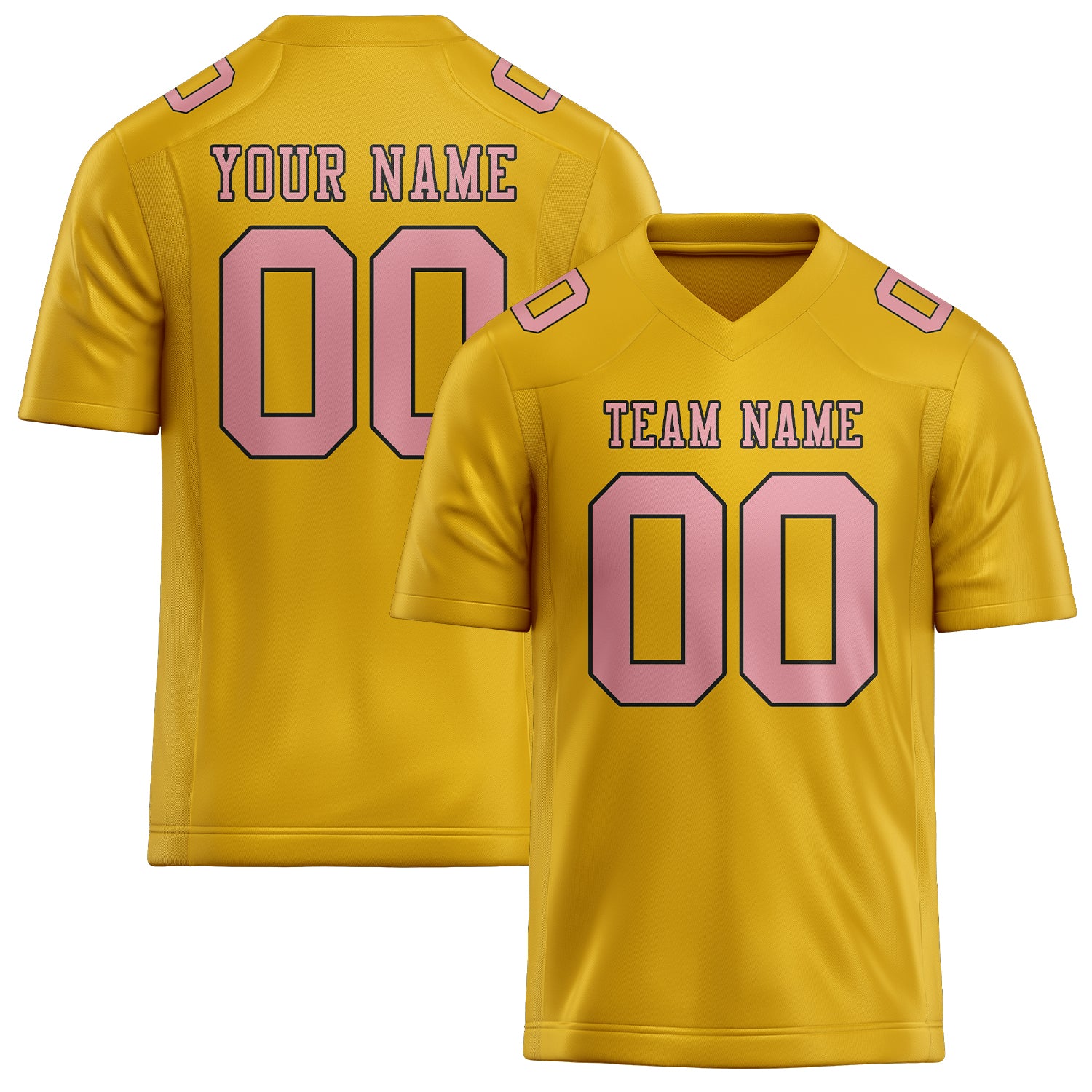 Custom Gold Light Pink Football Jersey