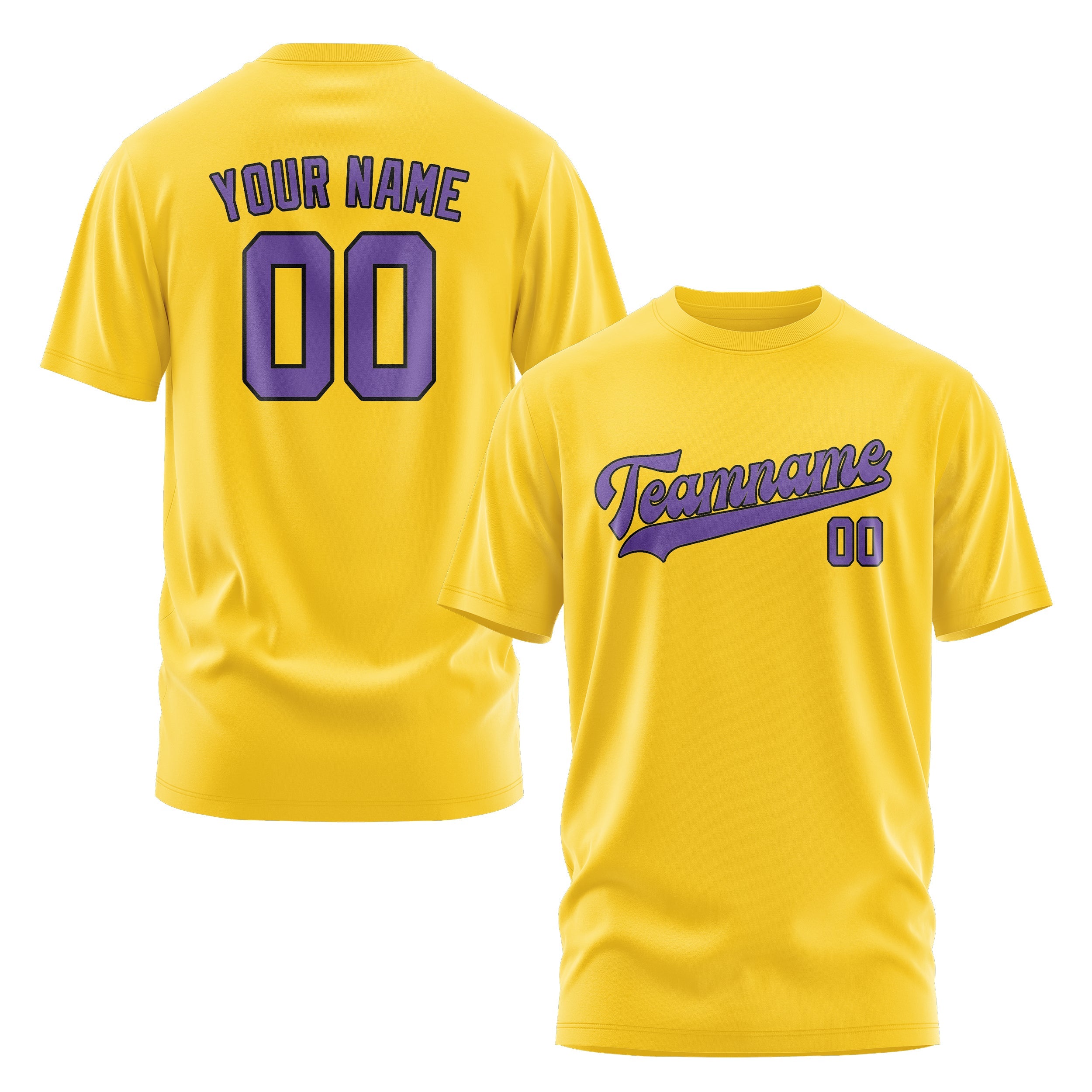 Custom Gold Light Purple T-Shirt