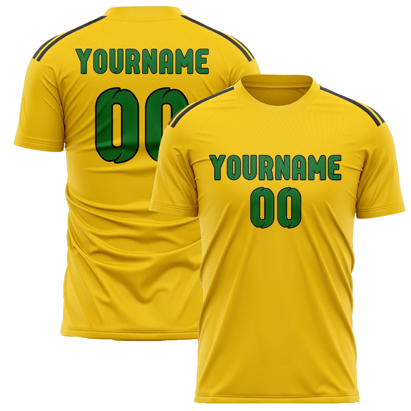 Custom Gold Emerald Green Soccer Jersey
