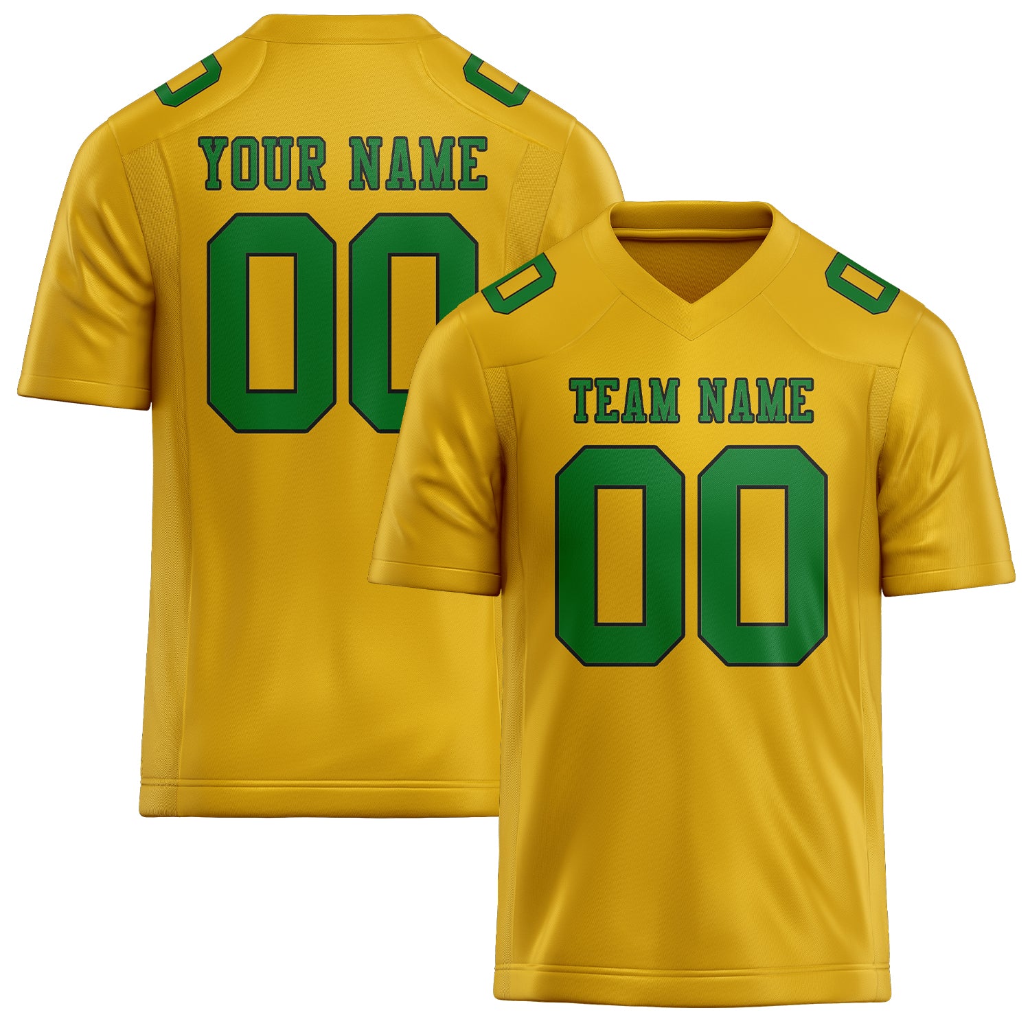 Custom Gold Emerald Green Football Jersey
