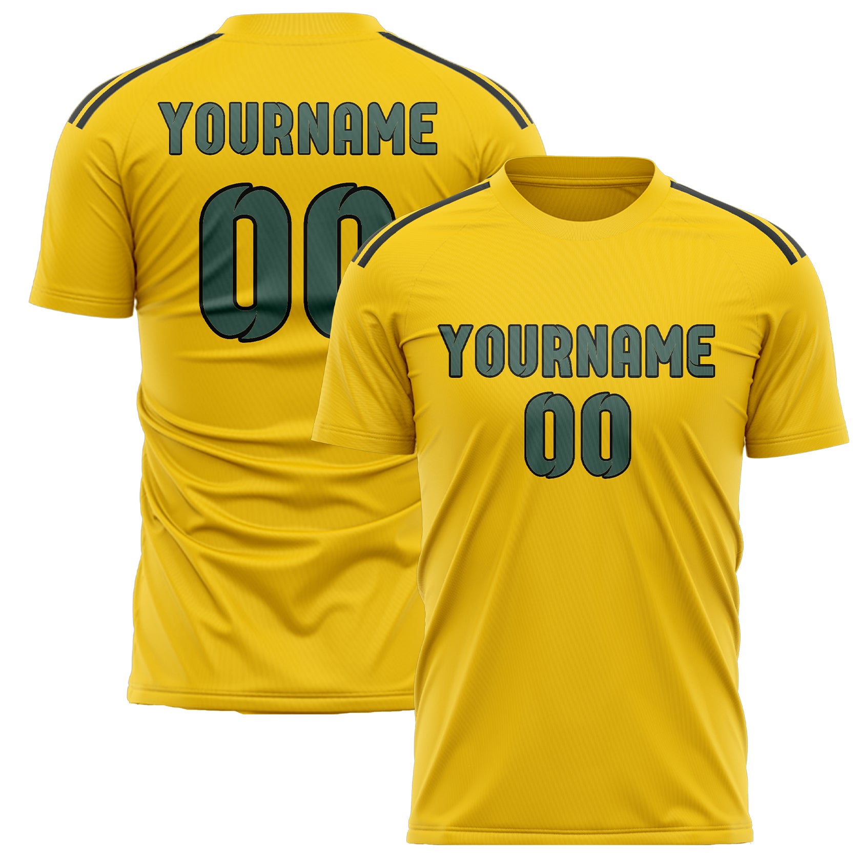 Custom Gold Blue Green Soccer Jersey