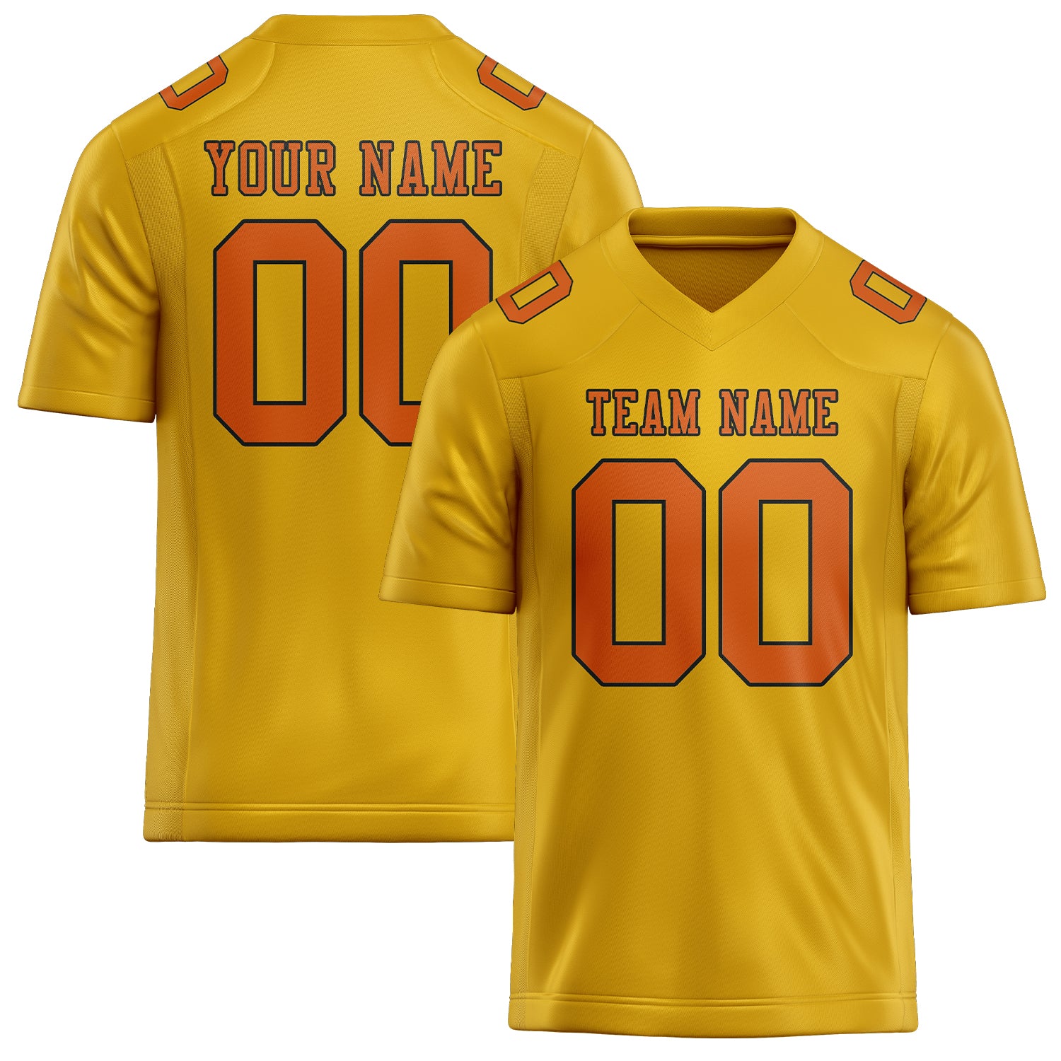Custom Gold Orange Football Jersey