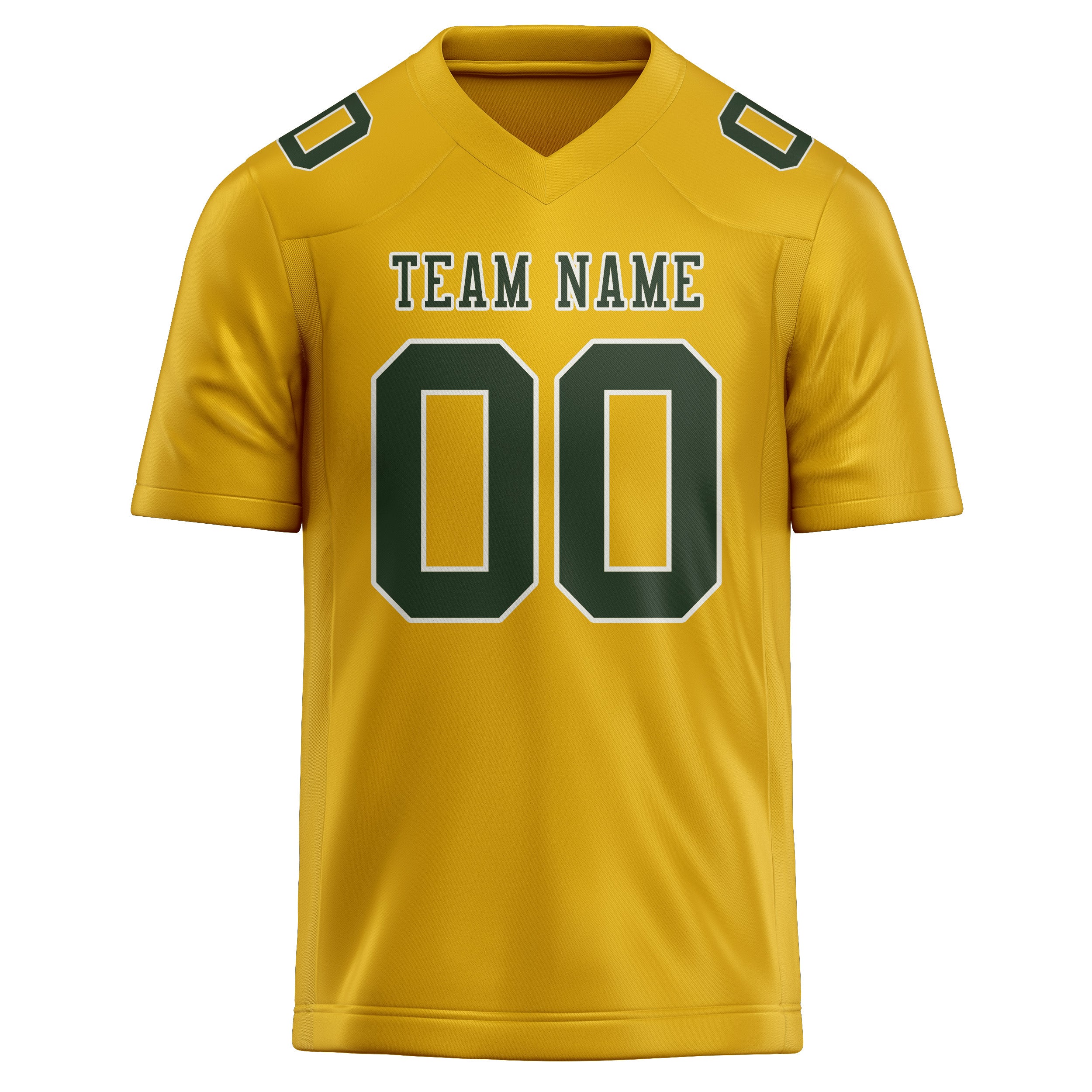 Custom Gold Dark Green Football Jersey