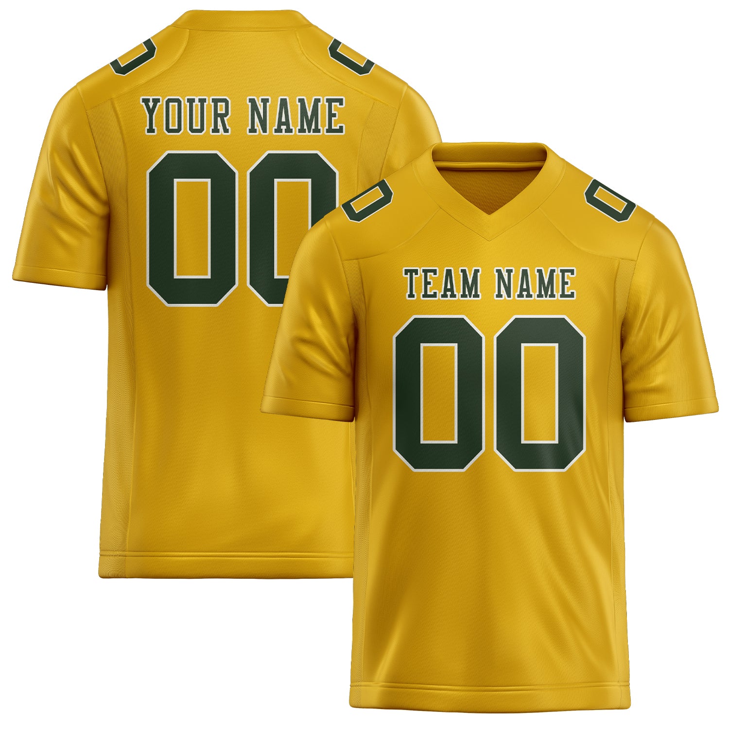 Custom Gold Dark Green Football Jersey