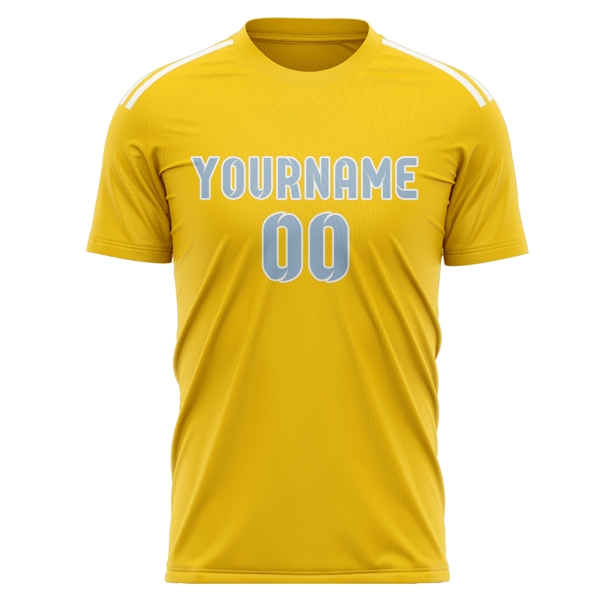 Custom Gold Light Blue Soccer Jersey