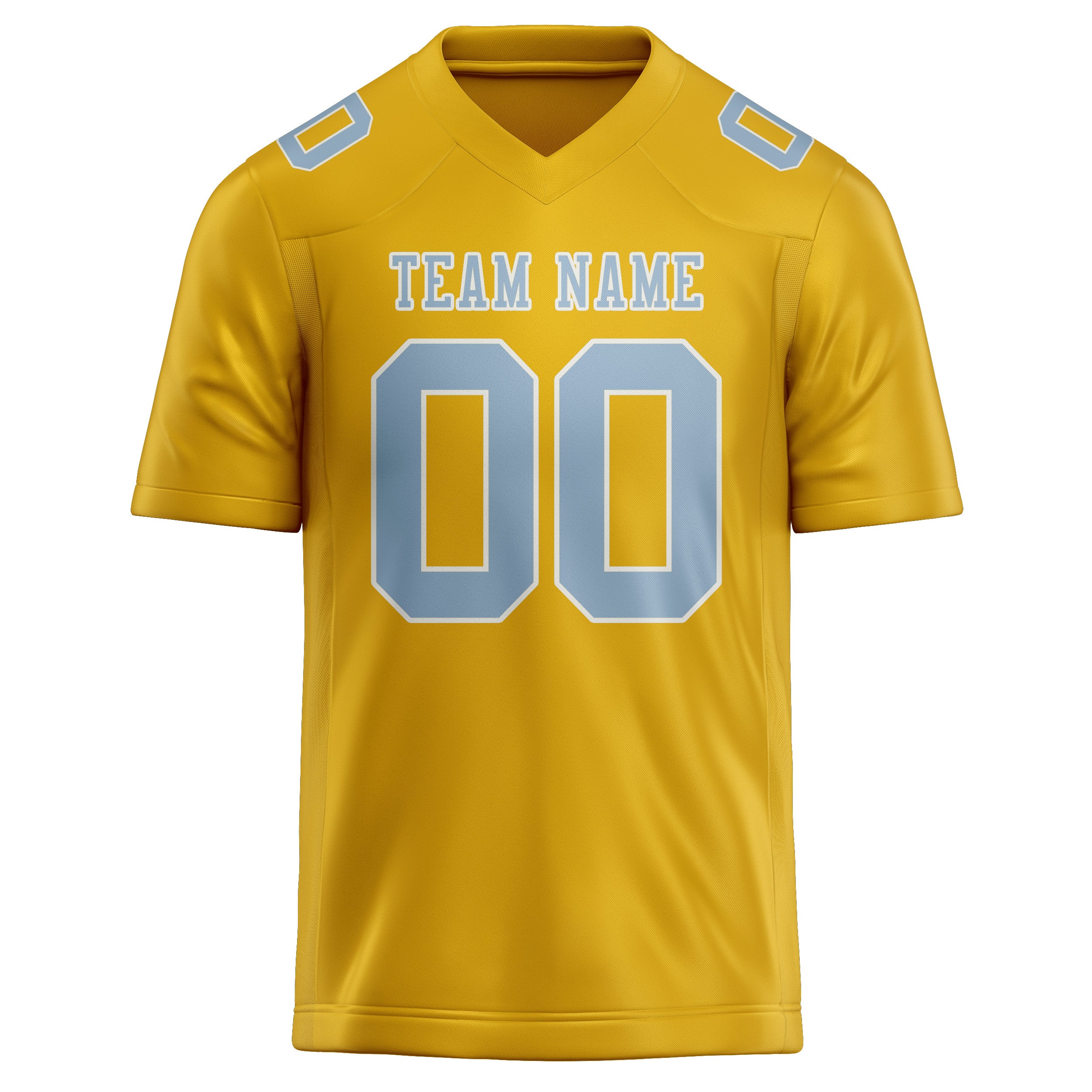 Custom Gold Light Blue Football Jersey