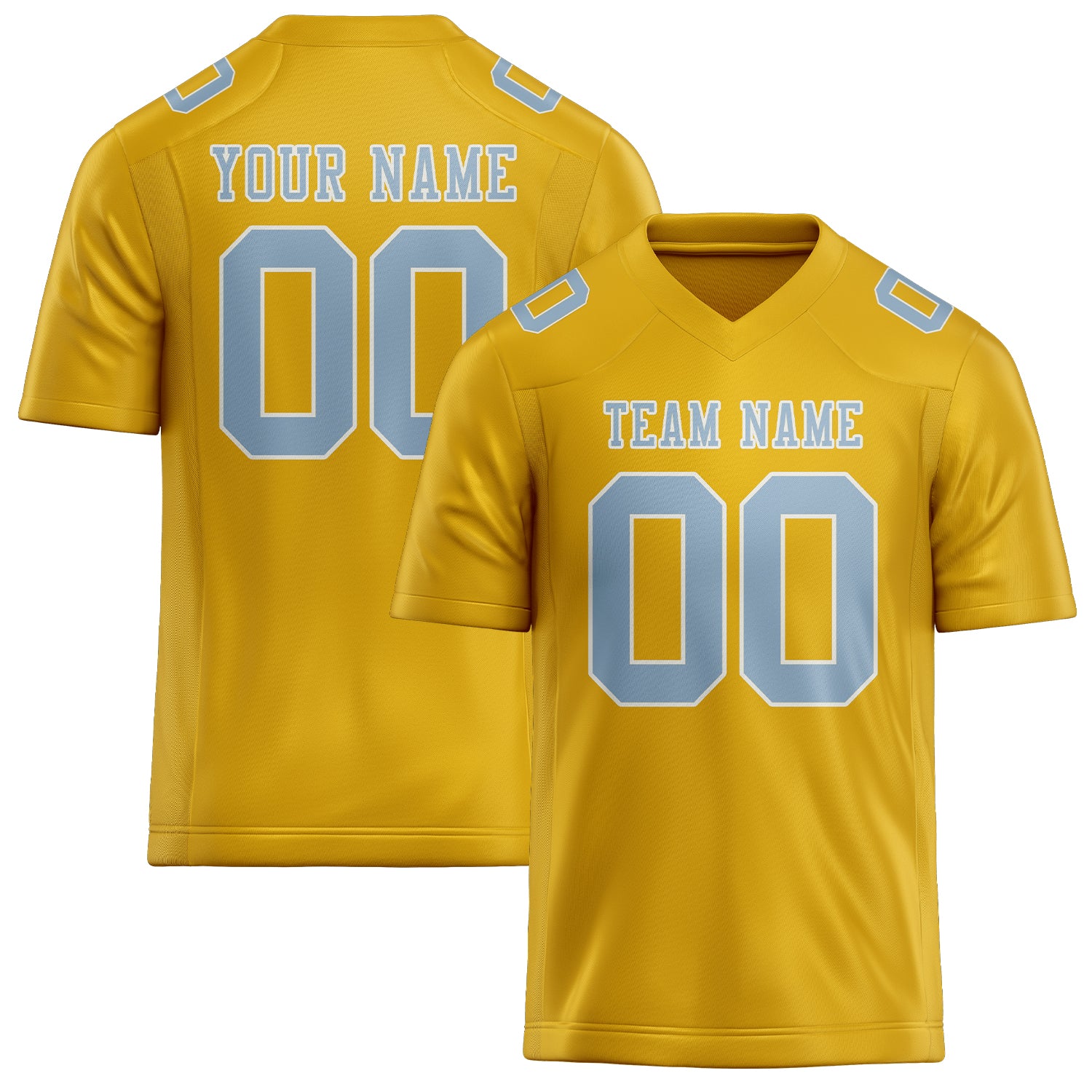 Custom Gold Light Blue Football Jersey