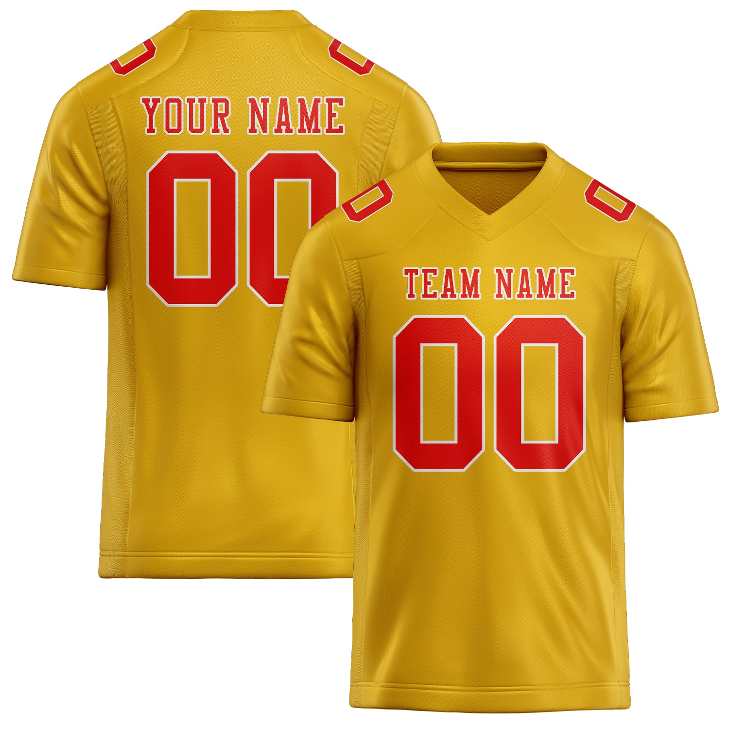 Custom Gold Orange Red Football Jersey