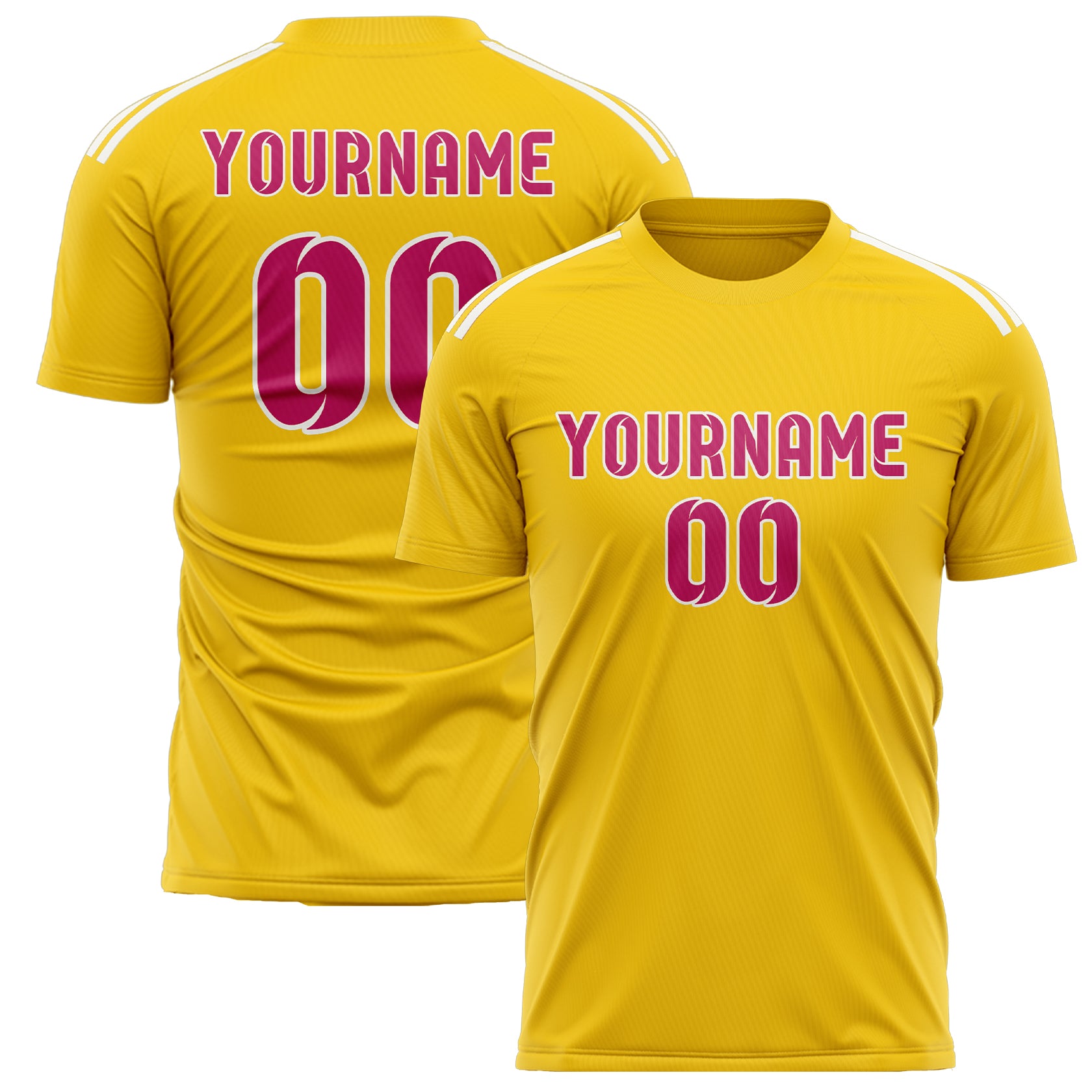 Custom Gold Pink Soccer Jersey