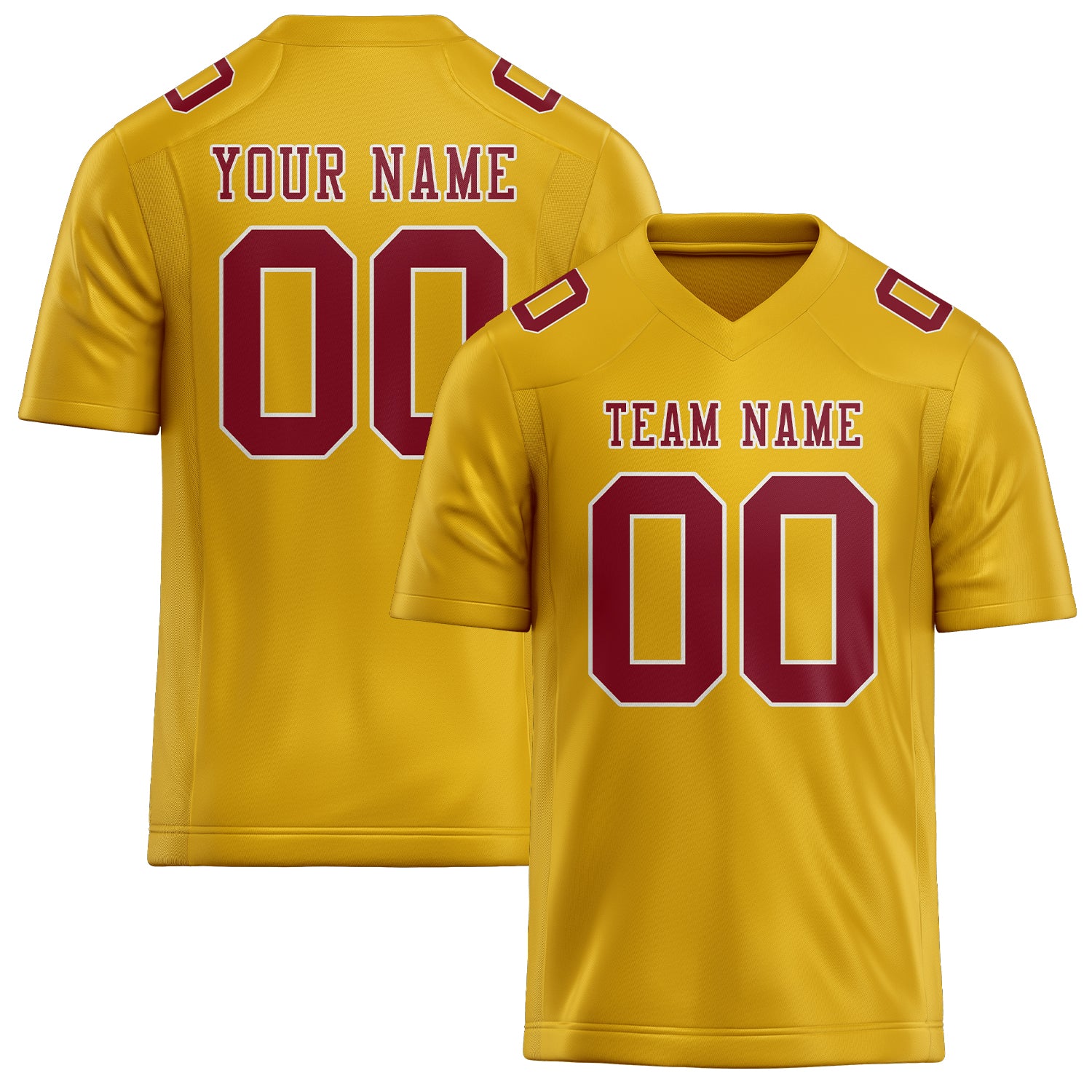 Custom Gold Crimson Red Football Jersey