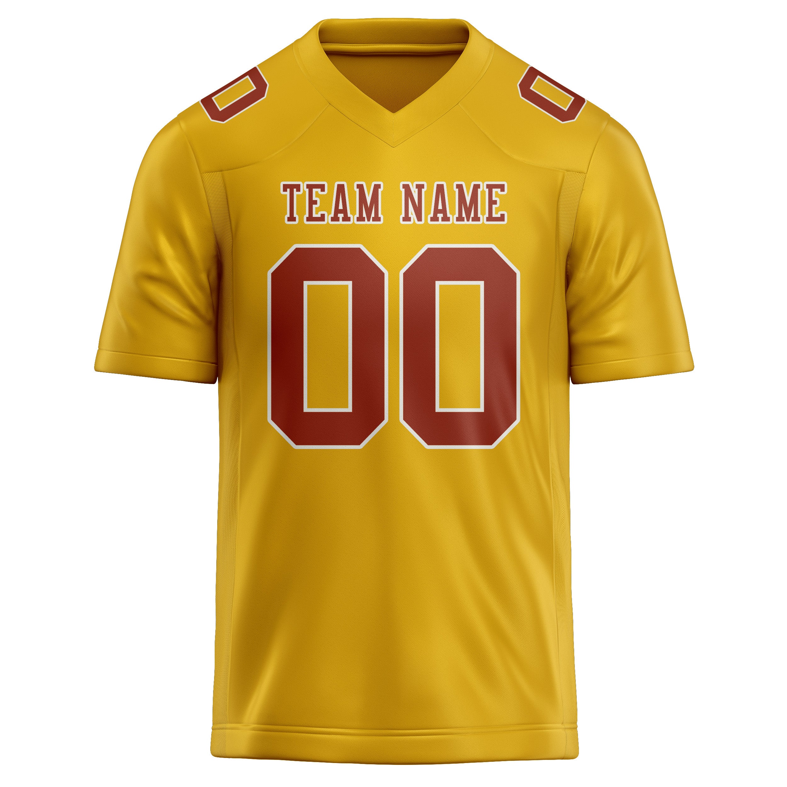 Custom Gold Coral Red Football Jersey