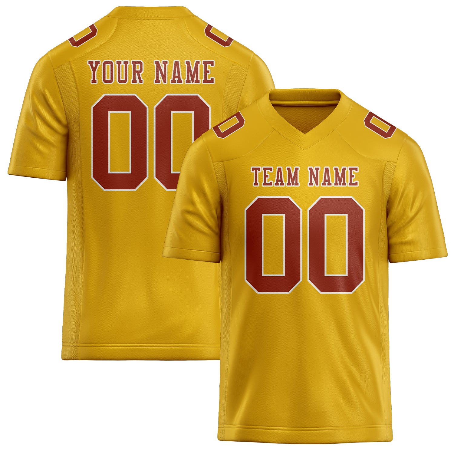 Custom Gold Coral Red Football Jersey