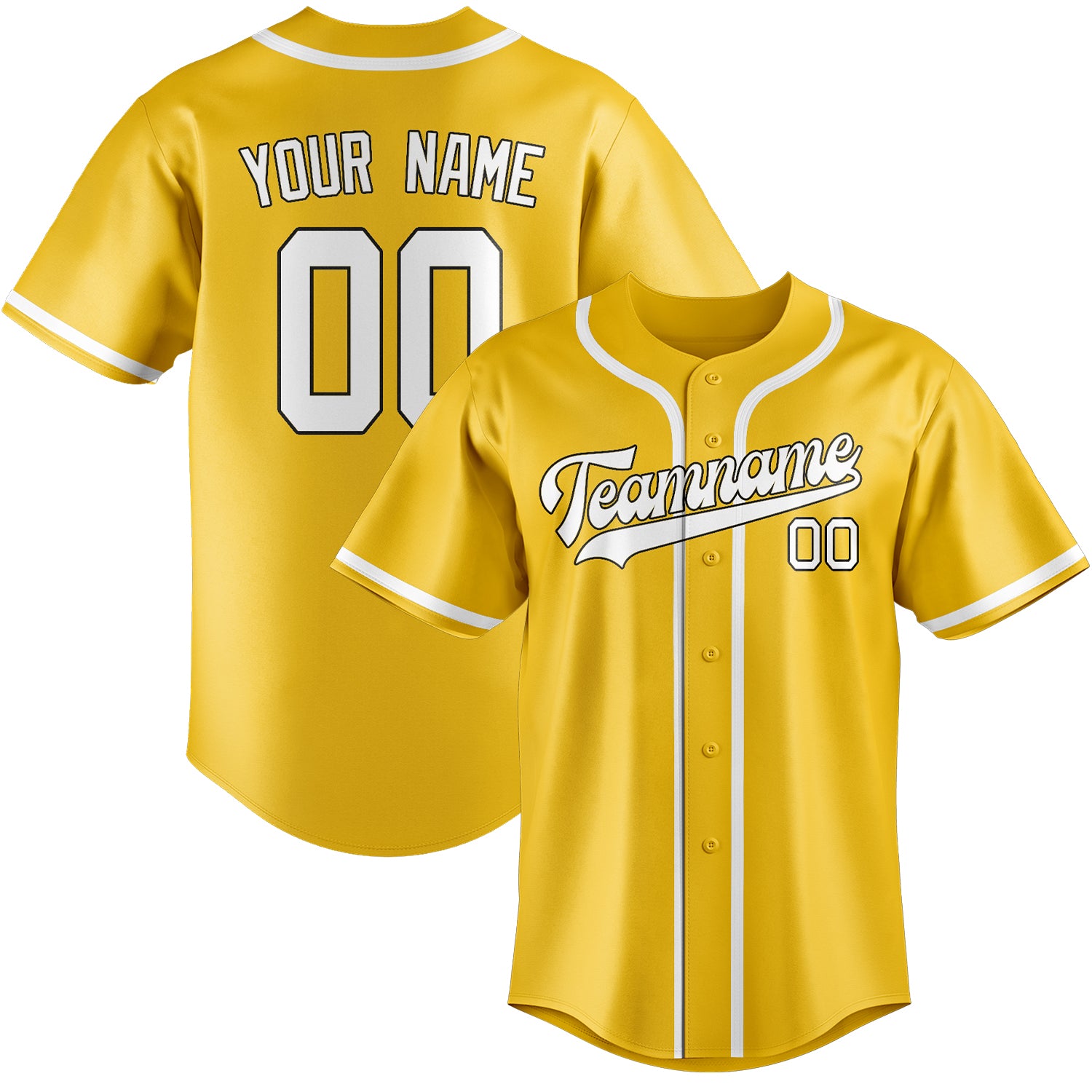 Custom Gold White Baseball Jersey