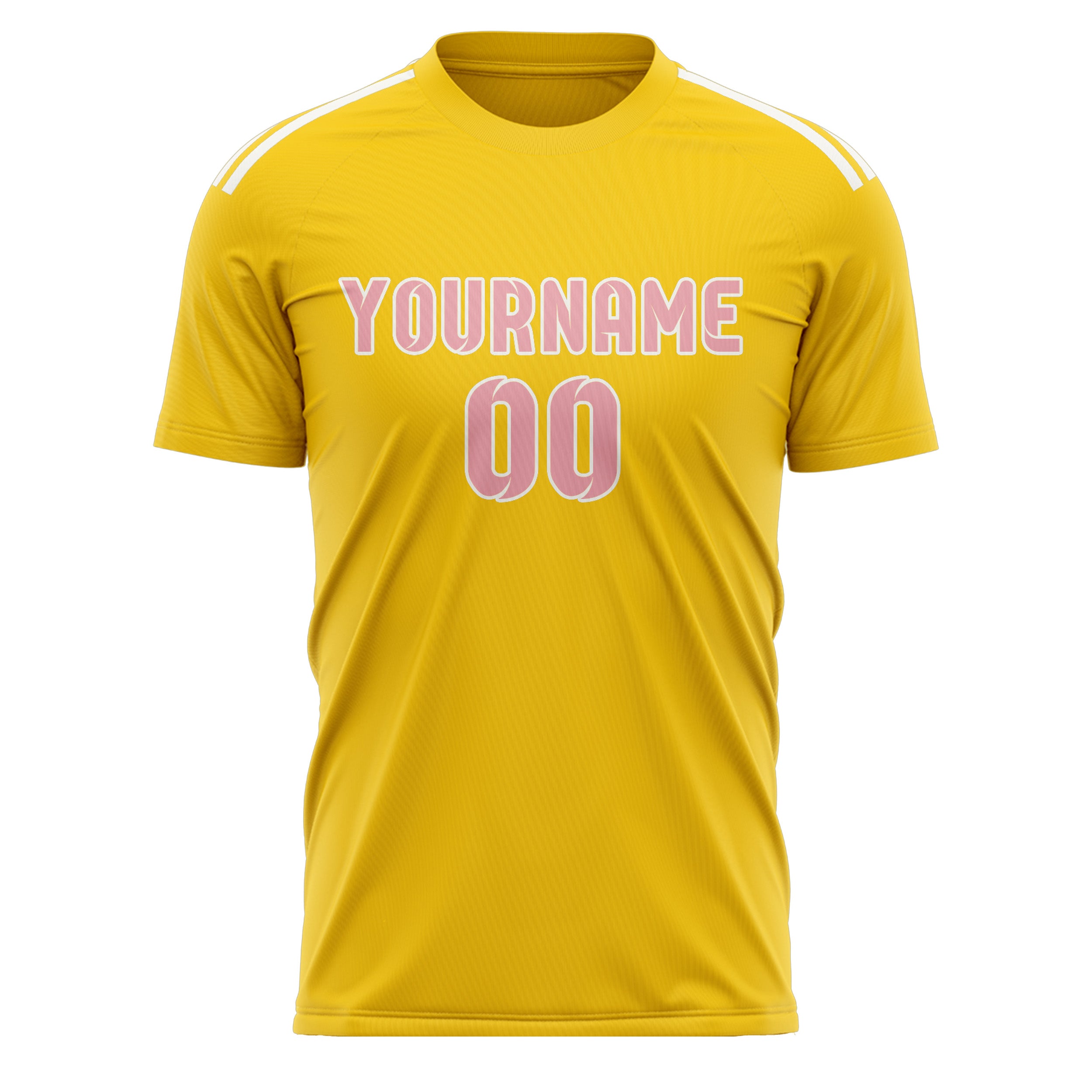 Custom Gold Light Pink Soccer Jersey
