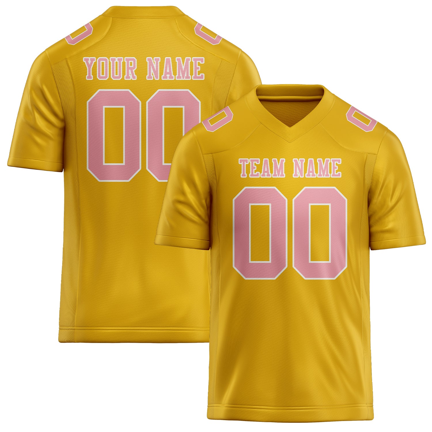 Custom Gold Light Pink Football Jersey