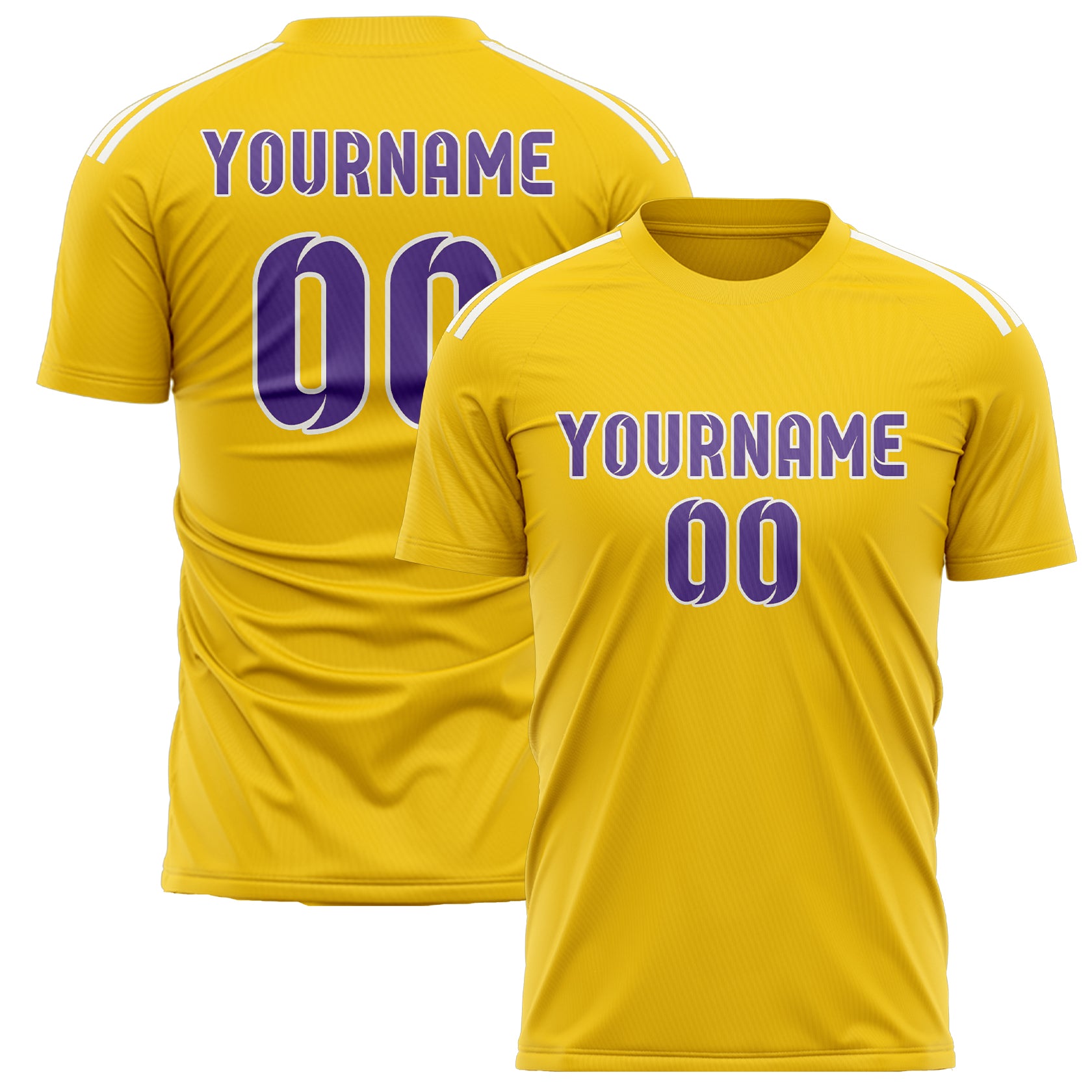 Custom Gold Light Purple Soccer Jersey