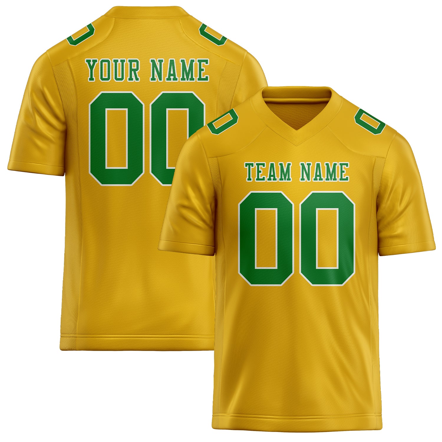 Custom Gold Emerald Green Football Jersey