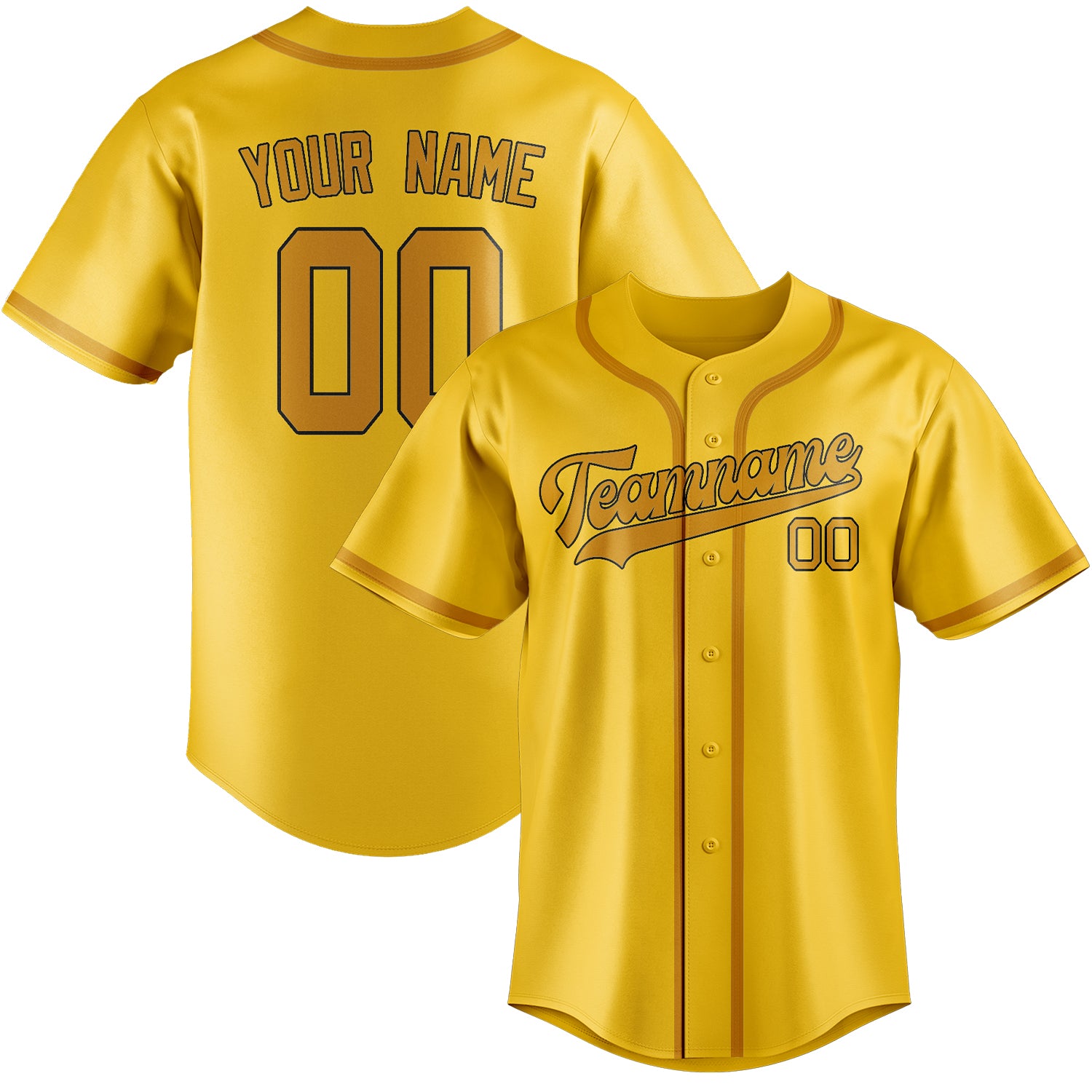 Custom Gold Yellow Baseball Jersey