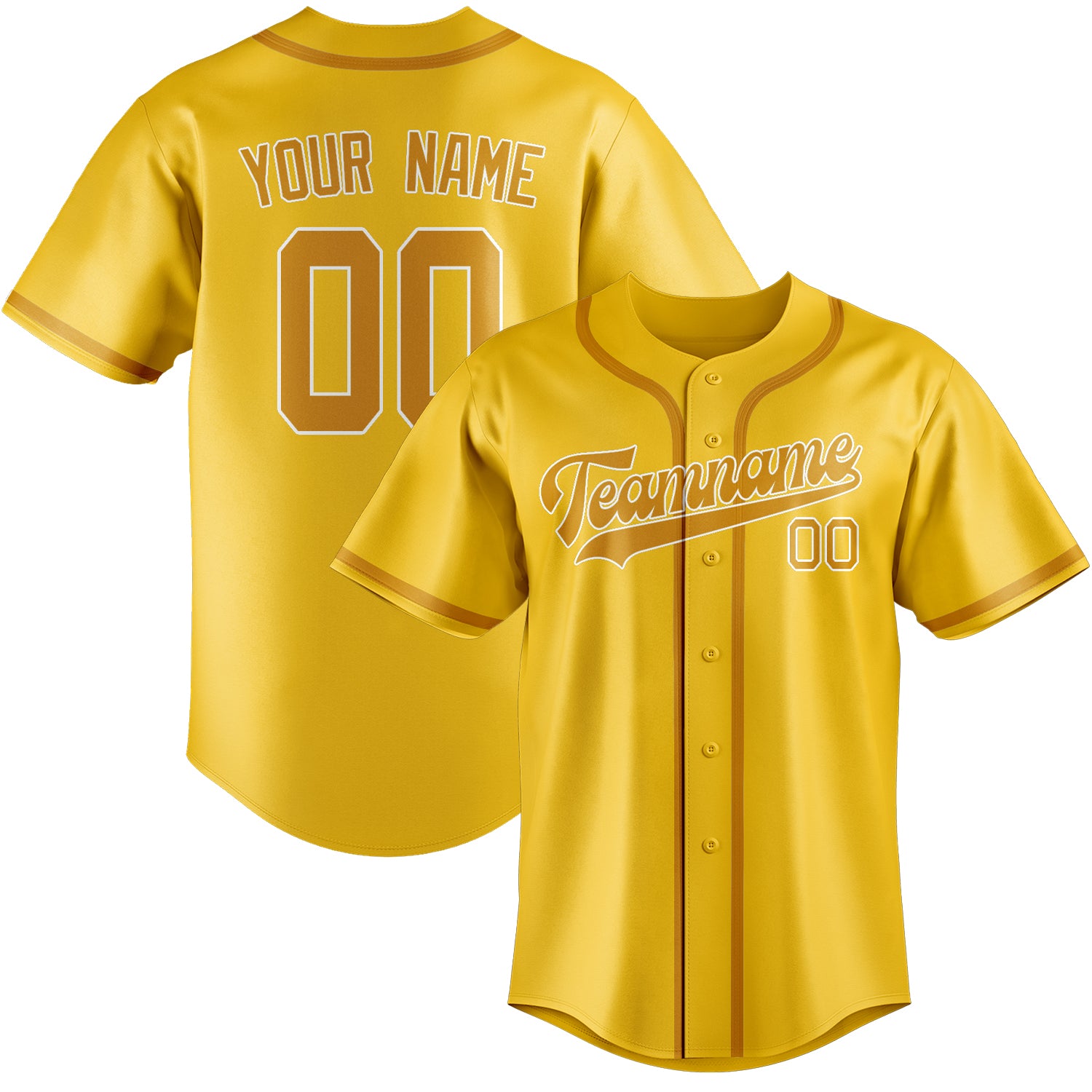 Custom Gold Yellow Baseball Jersey