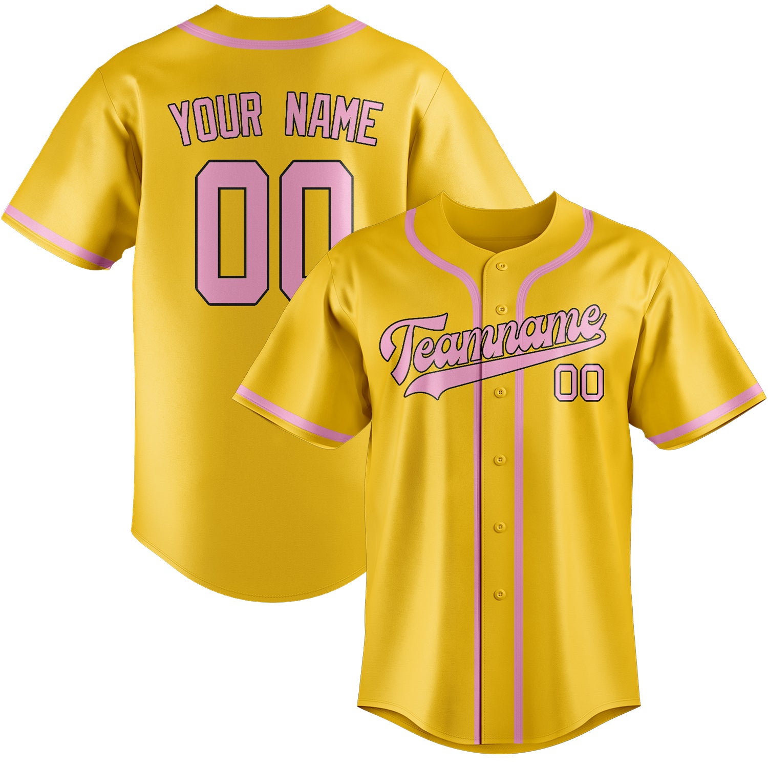 Custom Gold Light Pink Baseball Jersey