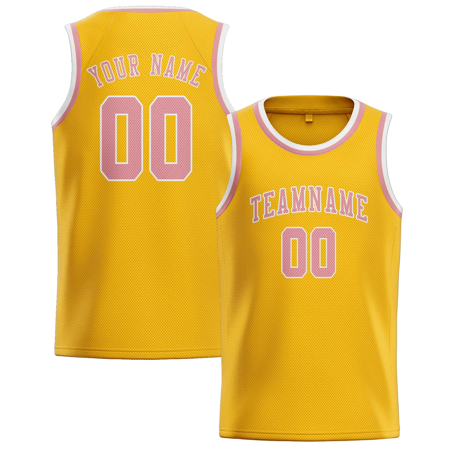 Custom Gold Light Pink Basketball Jersey