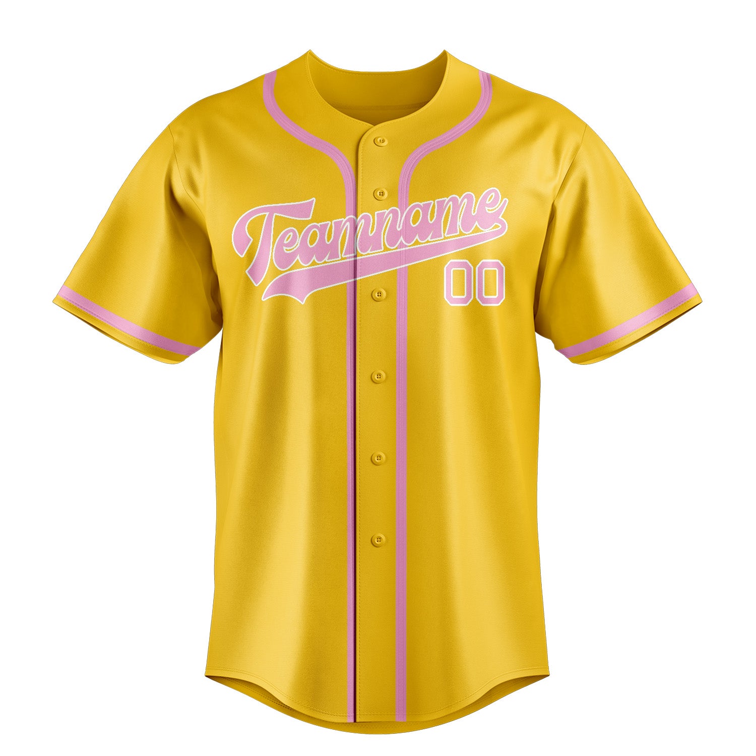 Custom Gold Light Pink Baseball Jersey