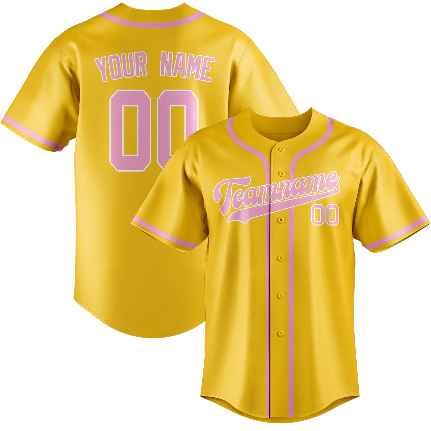 Custom Gold Light Pink Baseball Jersey