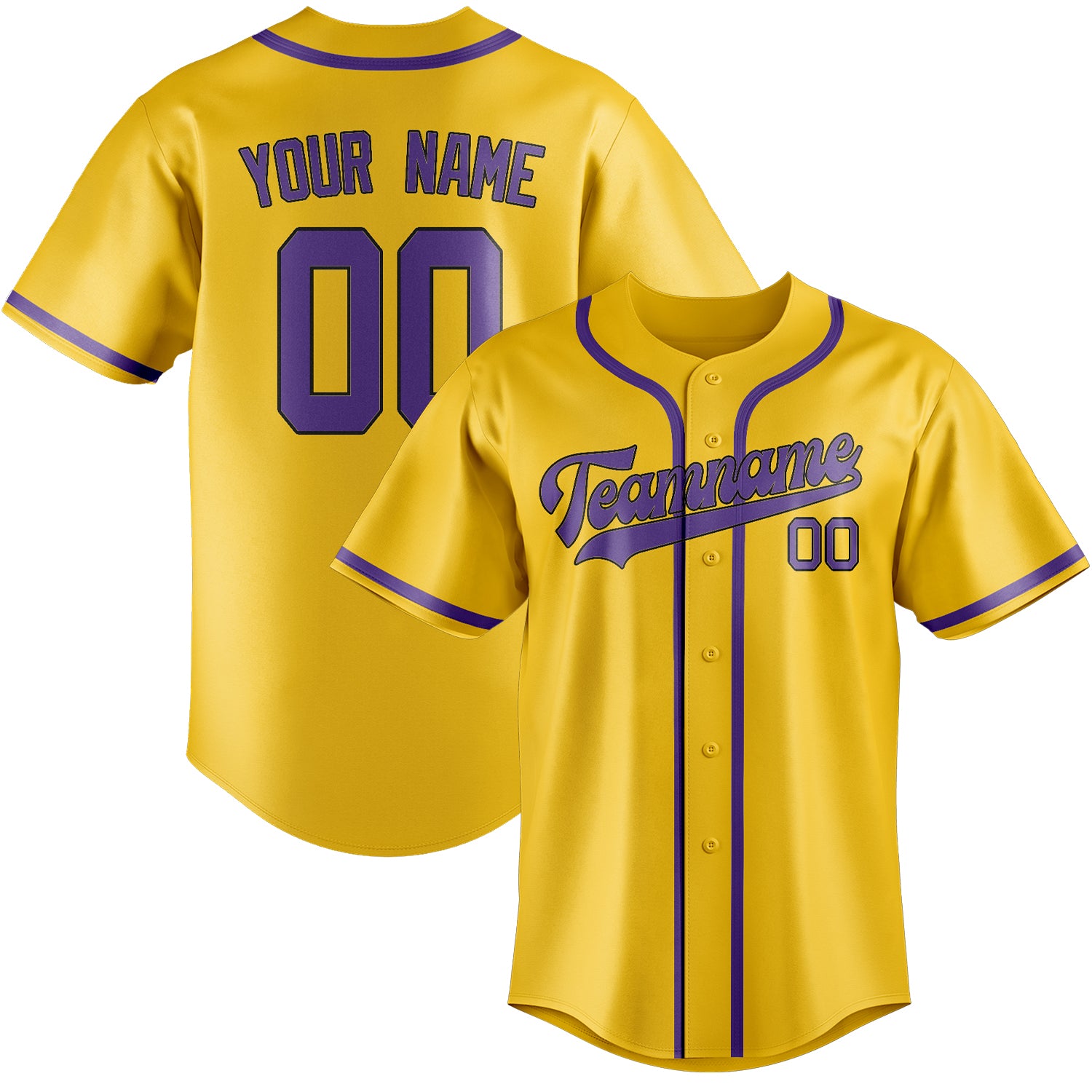 Custom Gold Light Purple Baseball Jersey