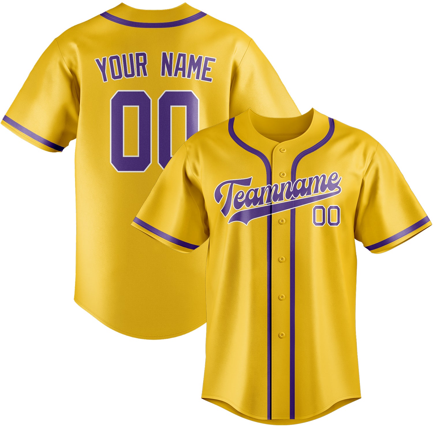 Custom Gold Light Purple Baseball Jersey