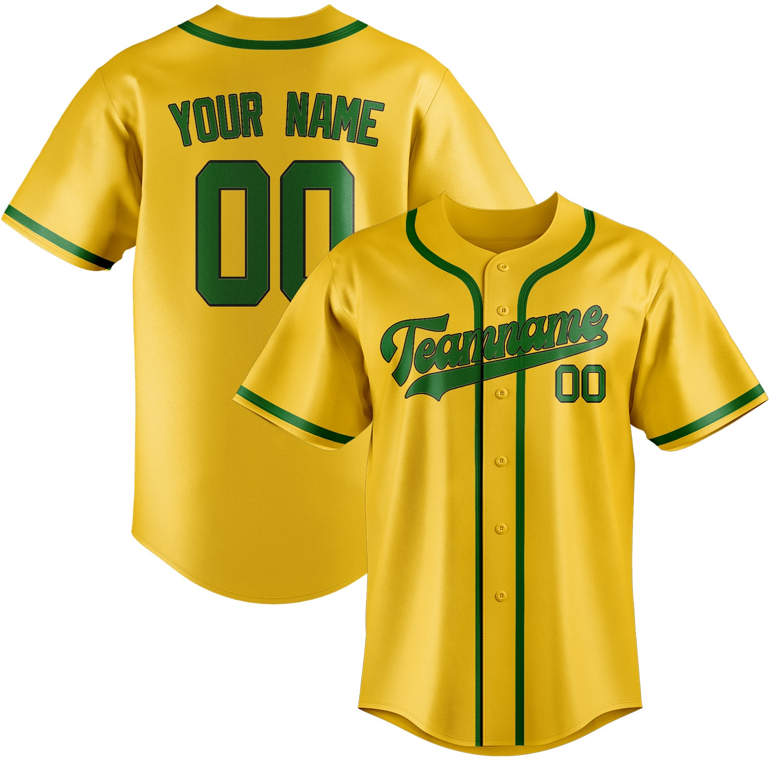 Custom Gold Emerald Green Baseball Jersey