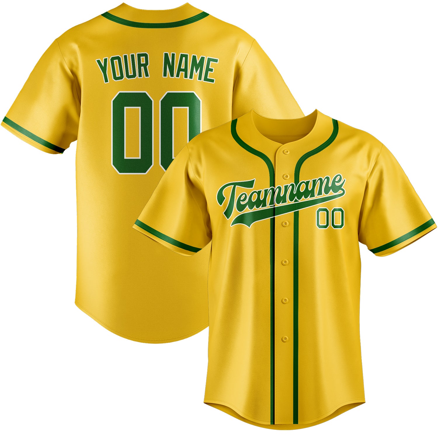 Custom Gold Emerald Green Baseball Jersey