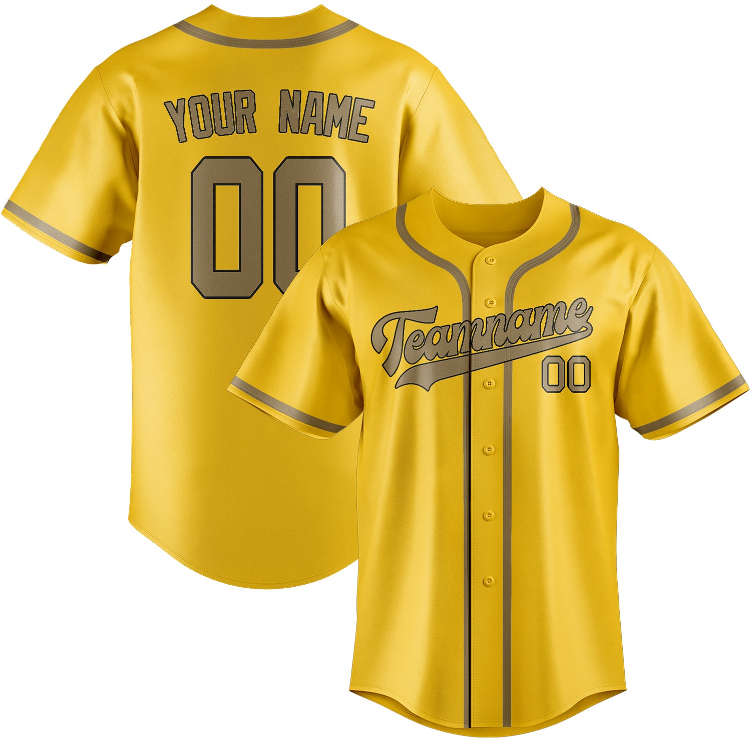 Custom Gold Light Khaki Baseball Jersey