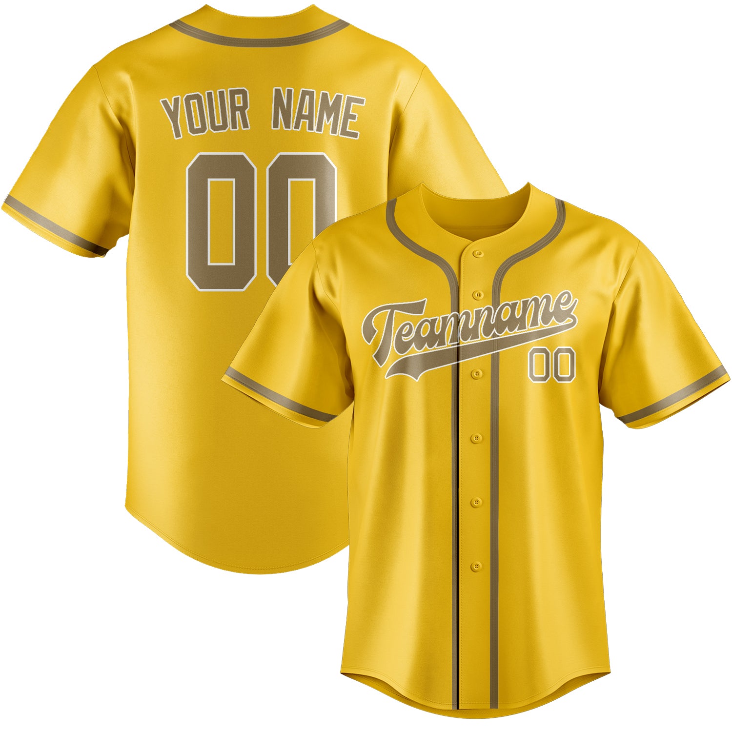 Custom Gold Light Khaki Baseball Jersey