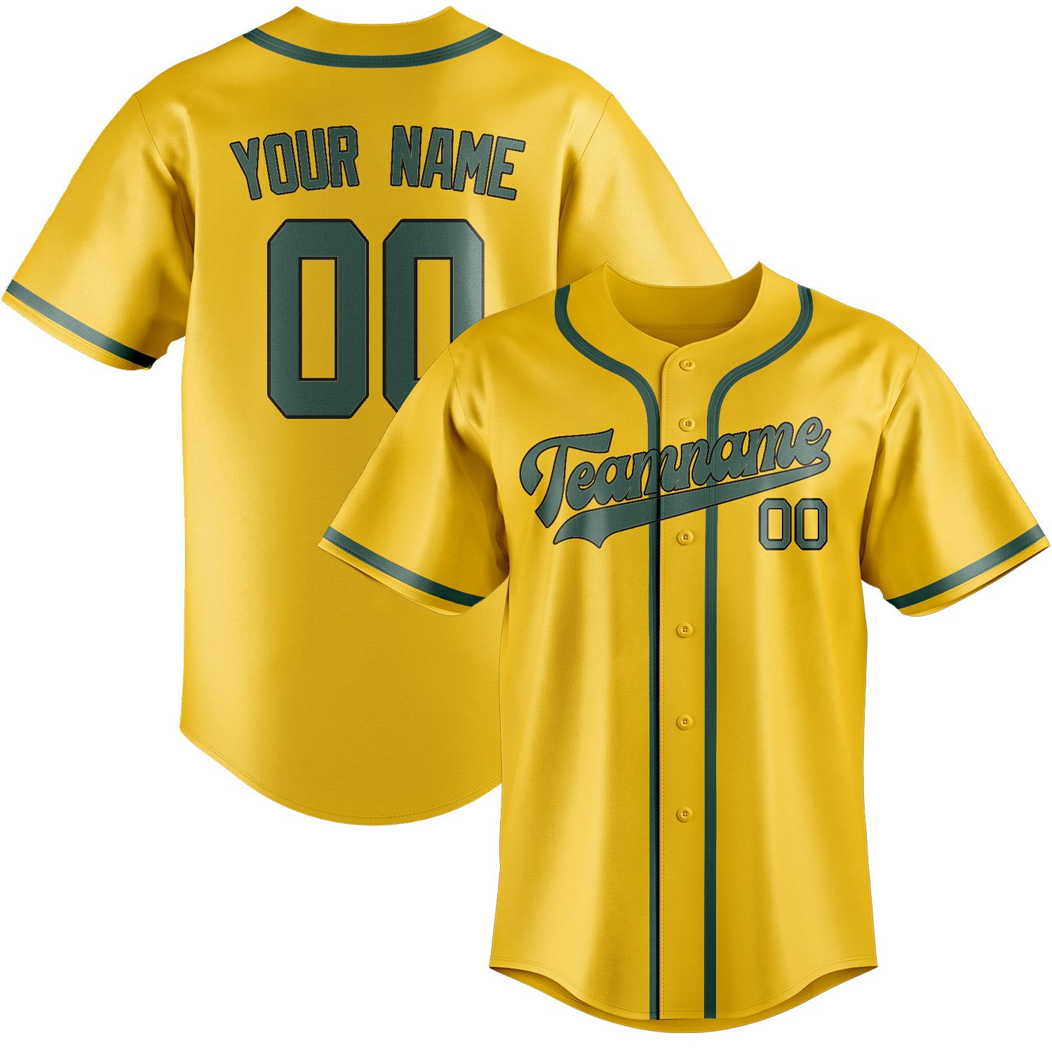 Custom Gold Blue Green Baseball Jersey