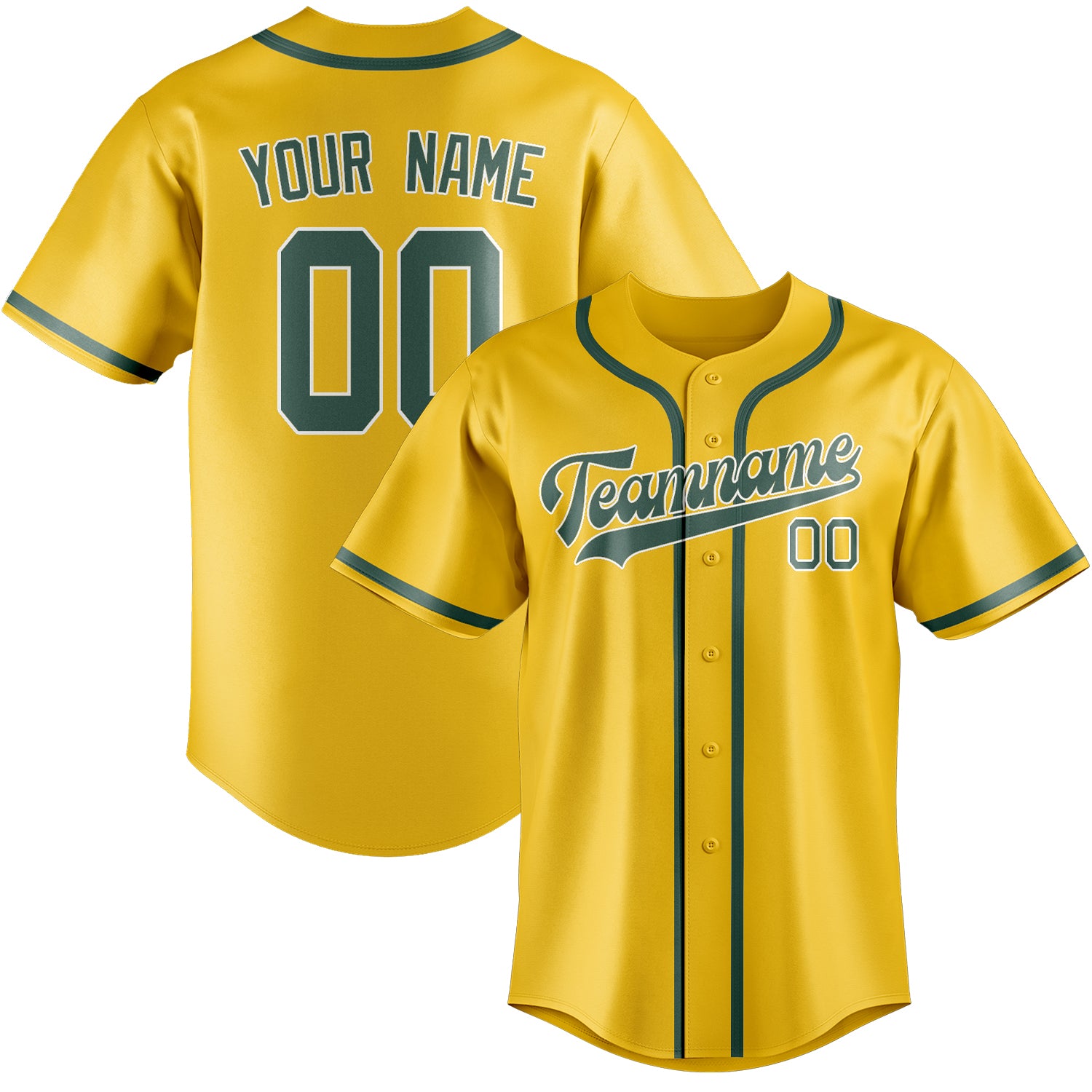 Custom Gold Blue Green Baseball Jersey