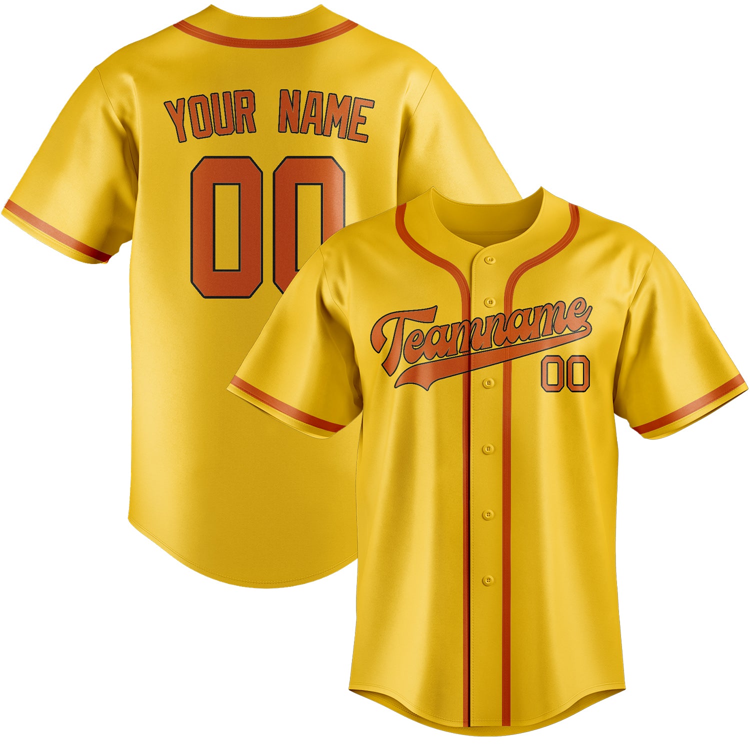 Custom Gold Orange Baseball Jersey