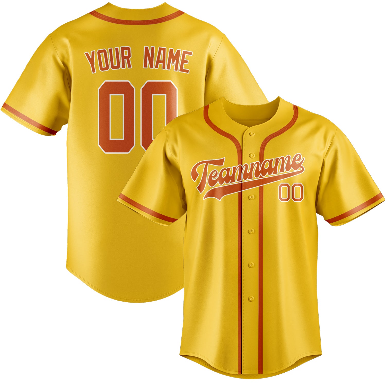 Custom Gold Orange Baseball Jersey