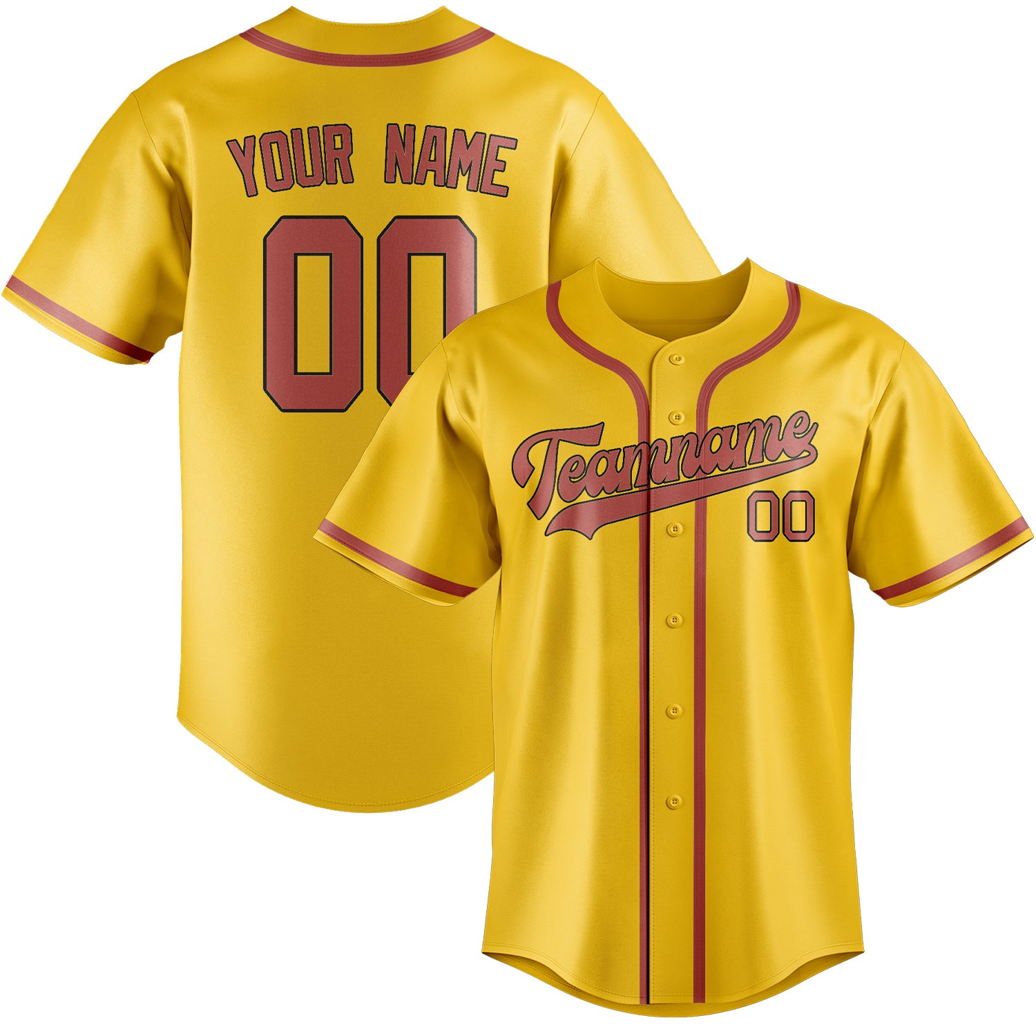 Custom Gold Copper Rose Baseball Jersey
