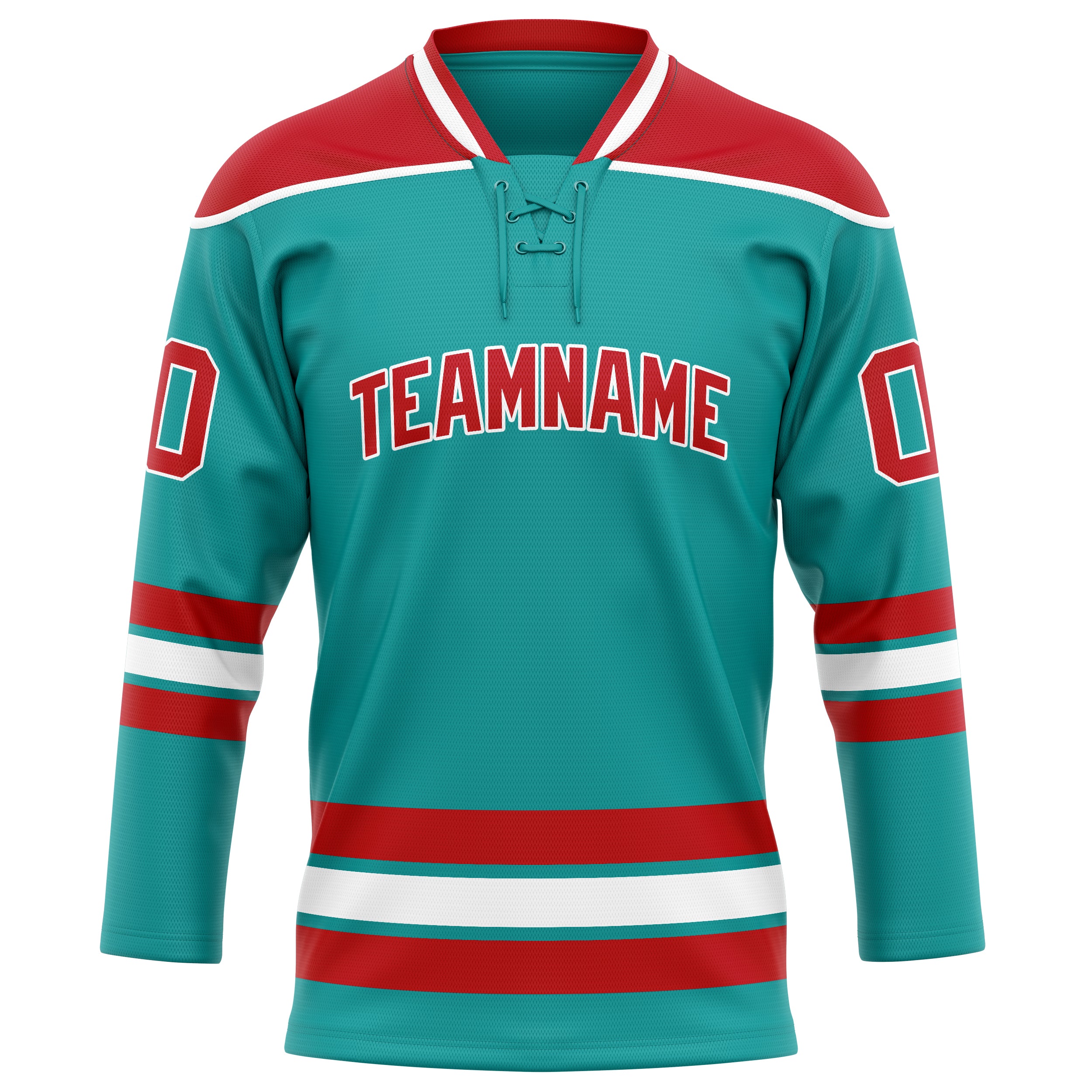 Custom Aqua Red Solid Colour Hockey Jersey