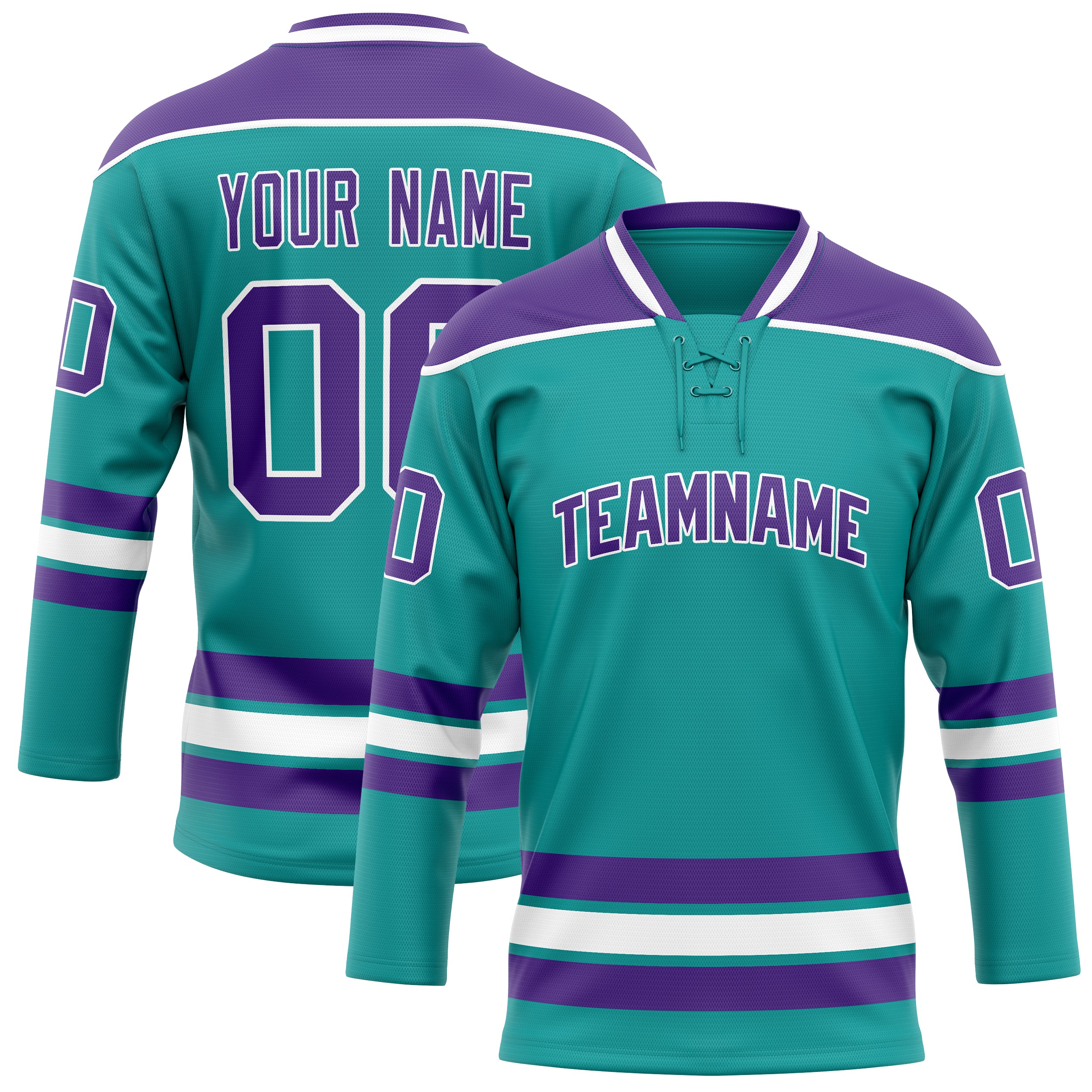 Custom Aqua Purple Solid Colour Hockey Jersey