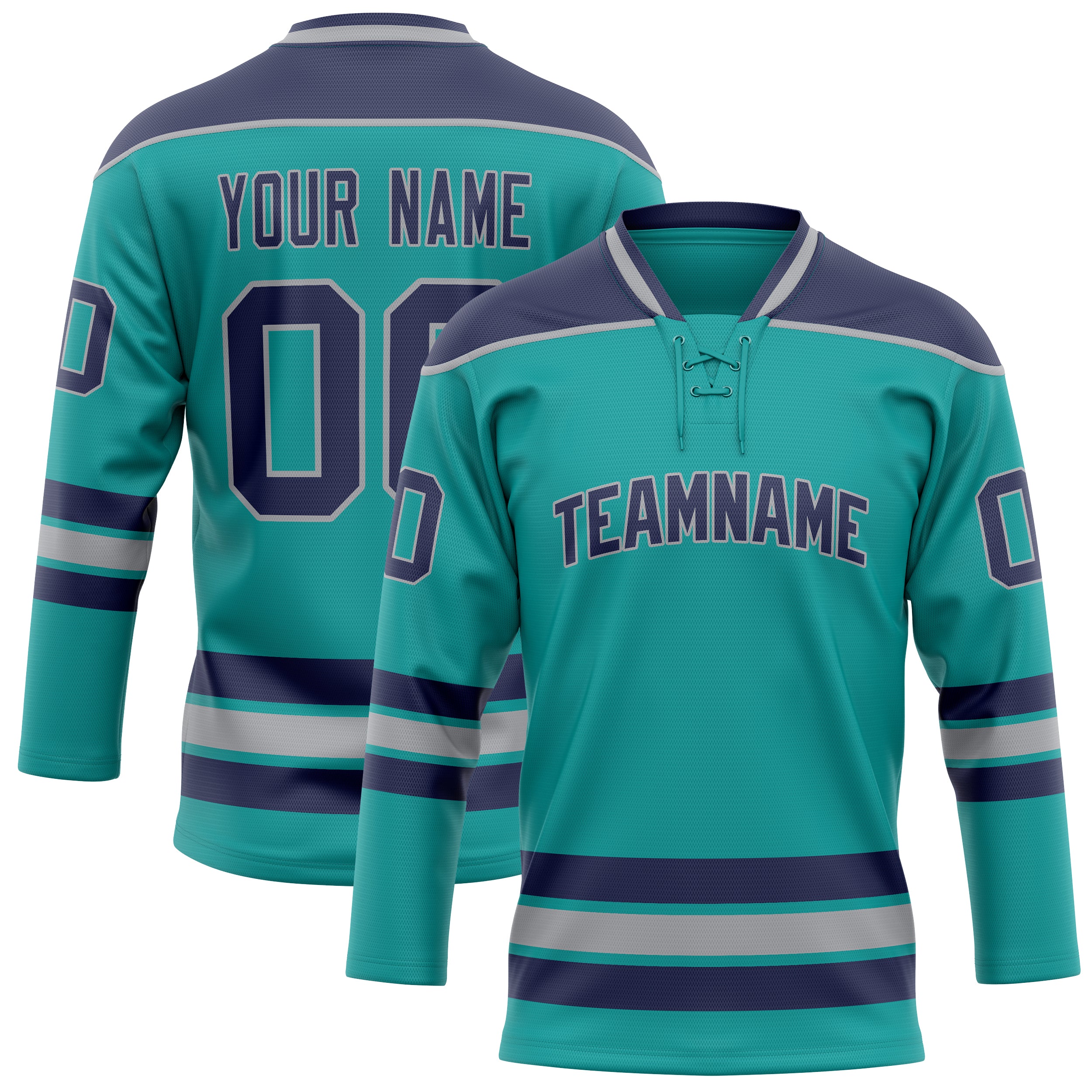 Custom Aqua Navy Solid Colour Hockey Jersey