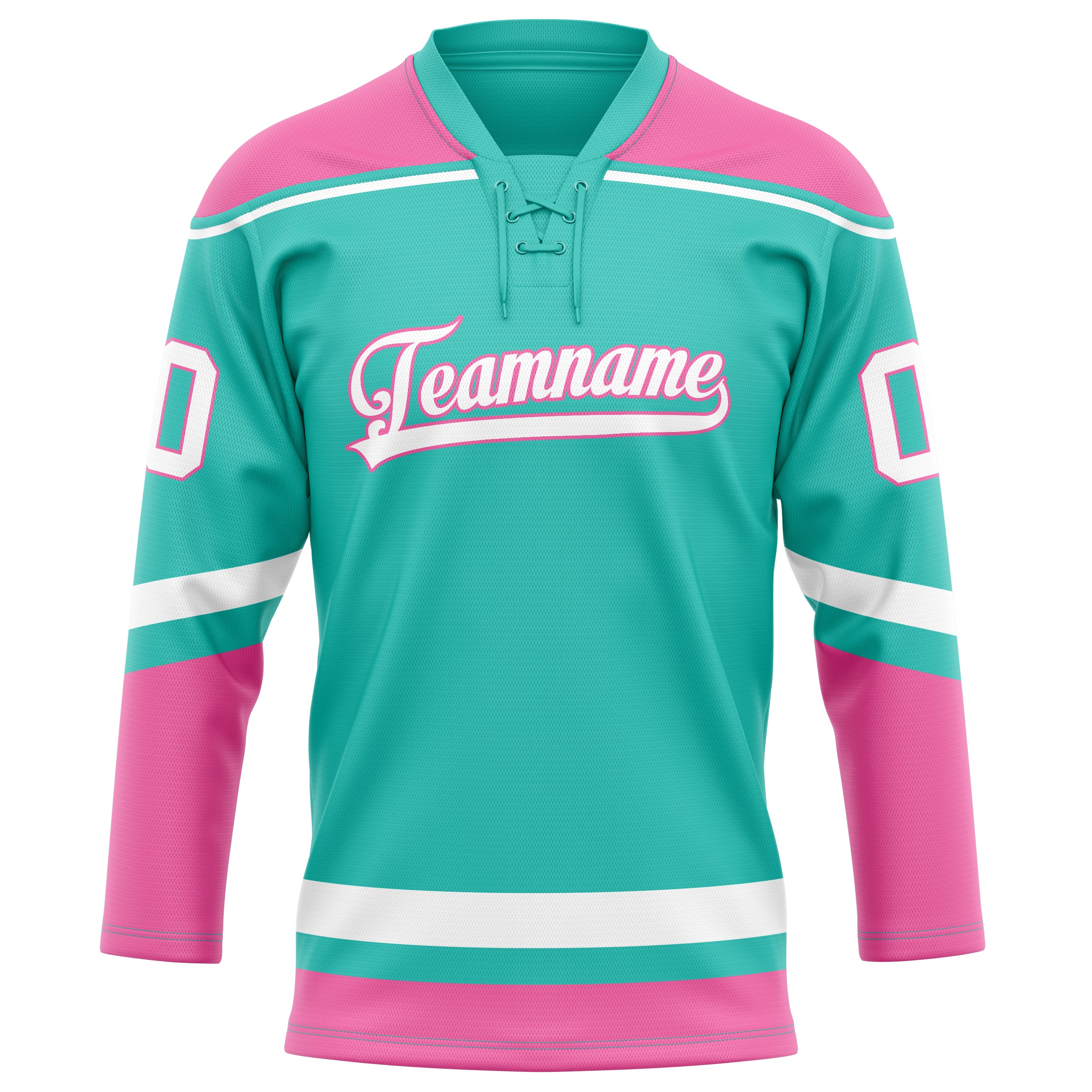 Custom Aqua Pink Solid Colour Hockey Jersey