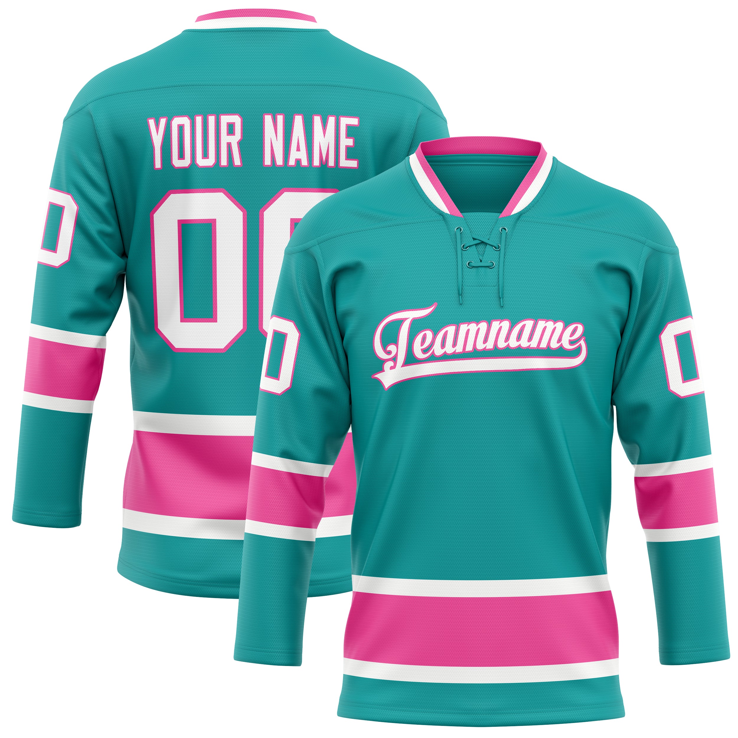 Custom Aqua Pink Solid Colour Hockey Jersey