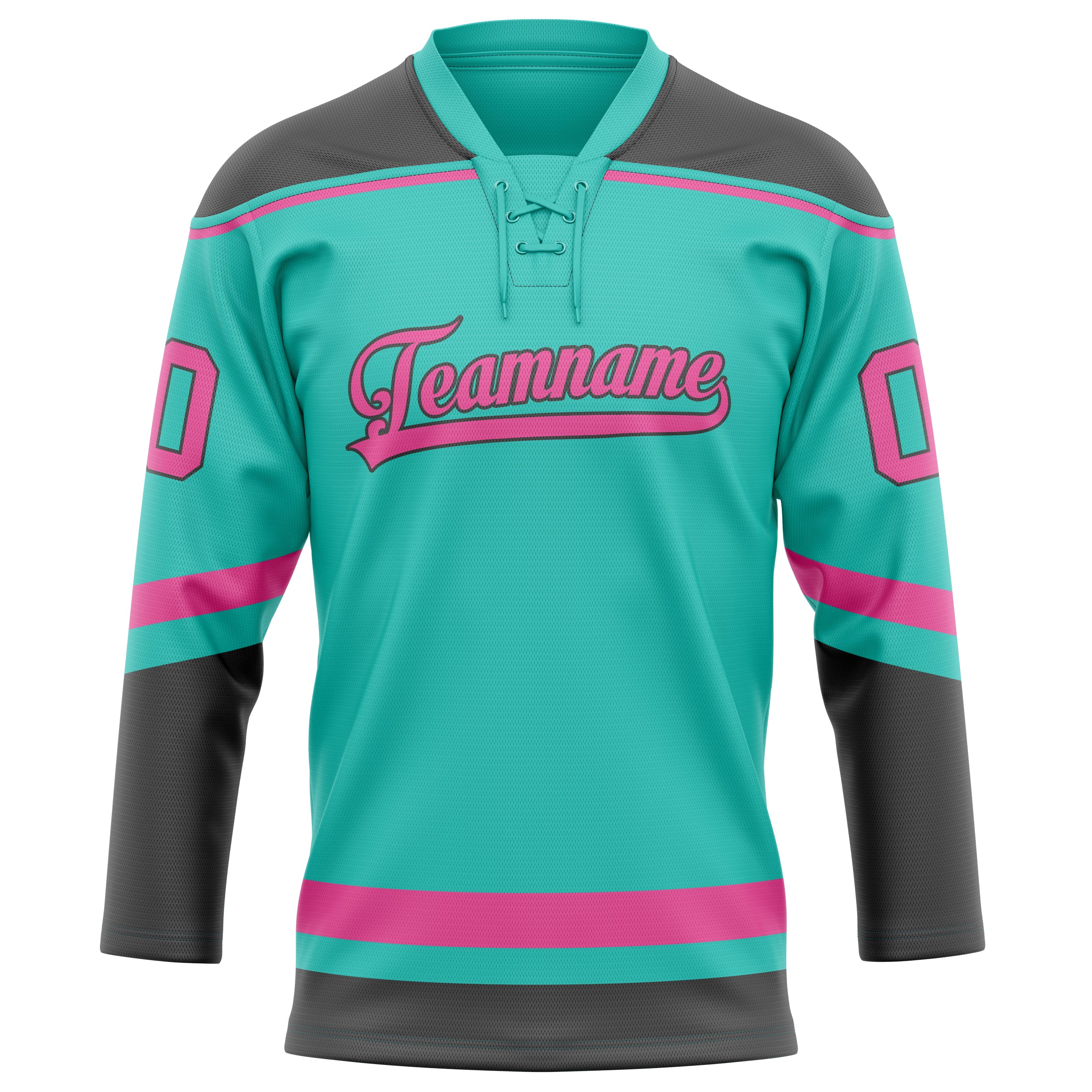 Custom Aqua Pink Solid Colour Hockey Jersey