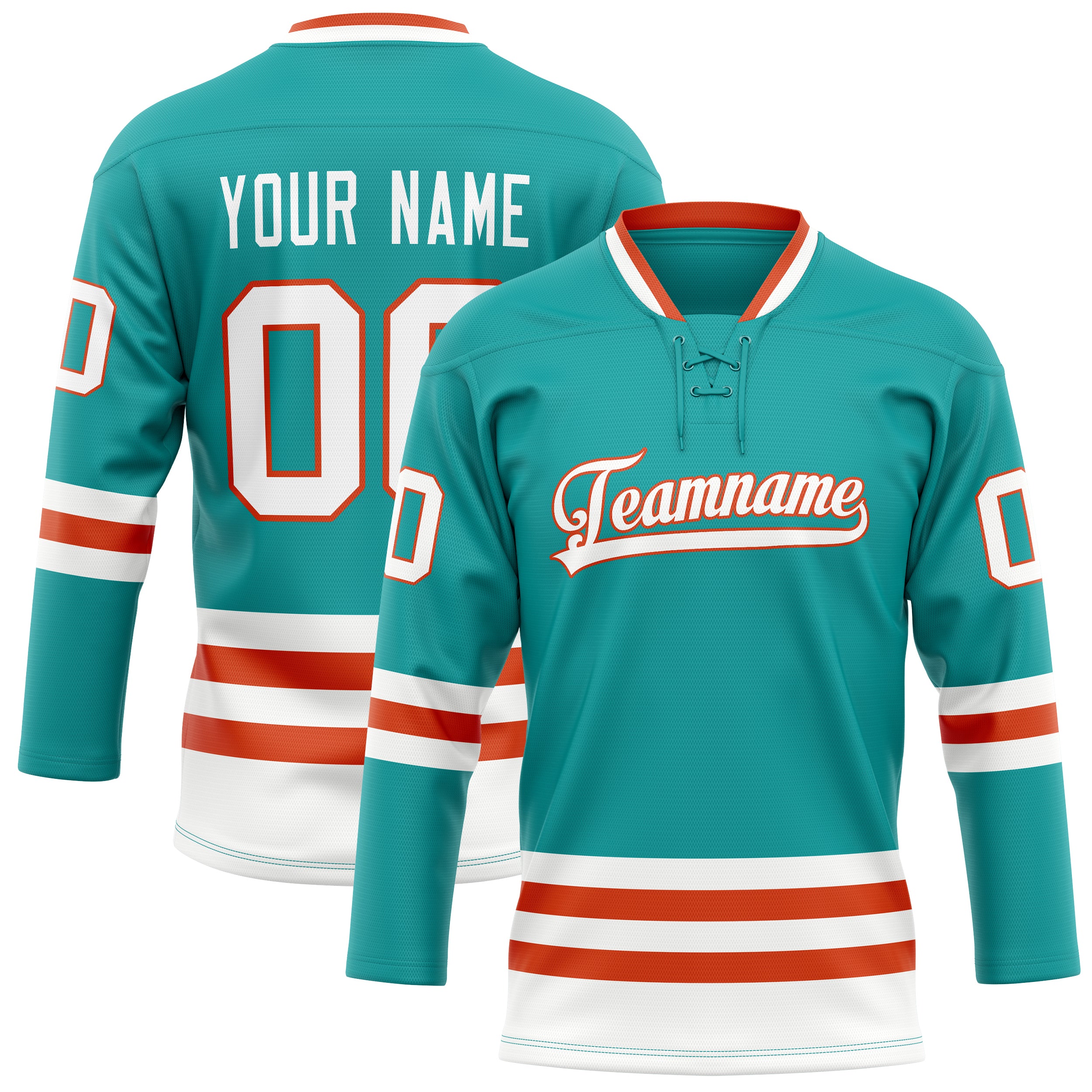 Custom Aqua White Solid Colour Hockey Jersey