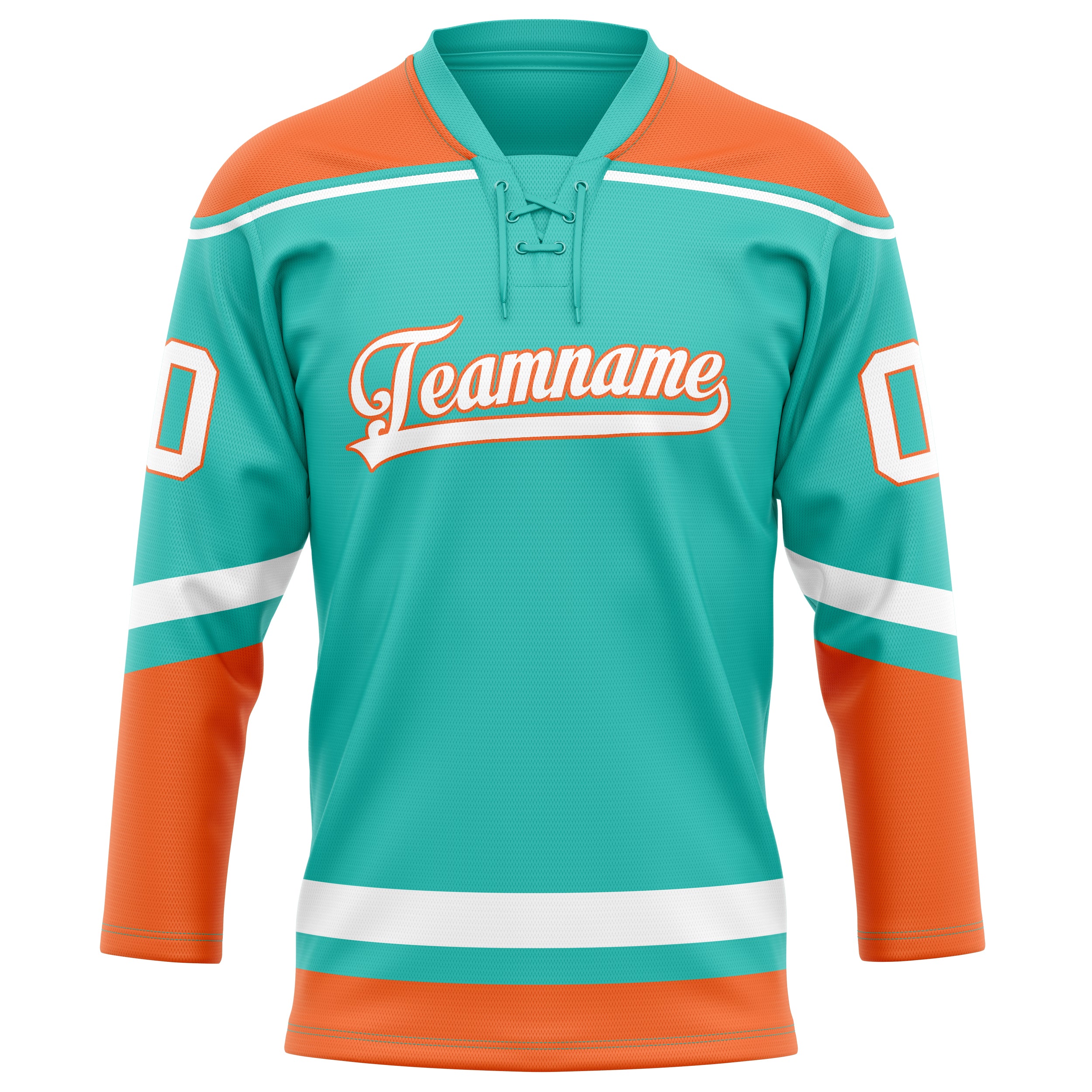 Custom Aqua Orange Solid Colour Hockey Jersey