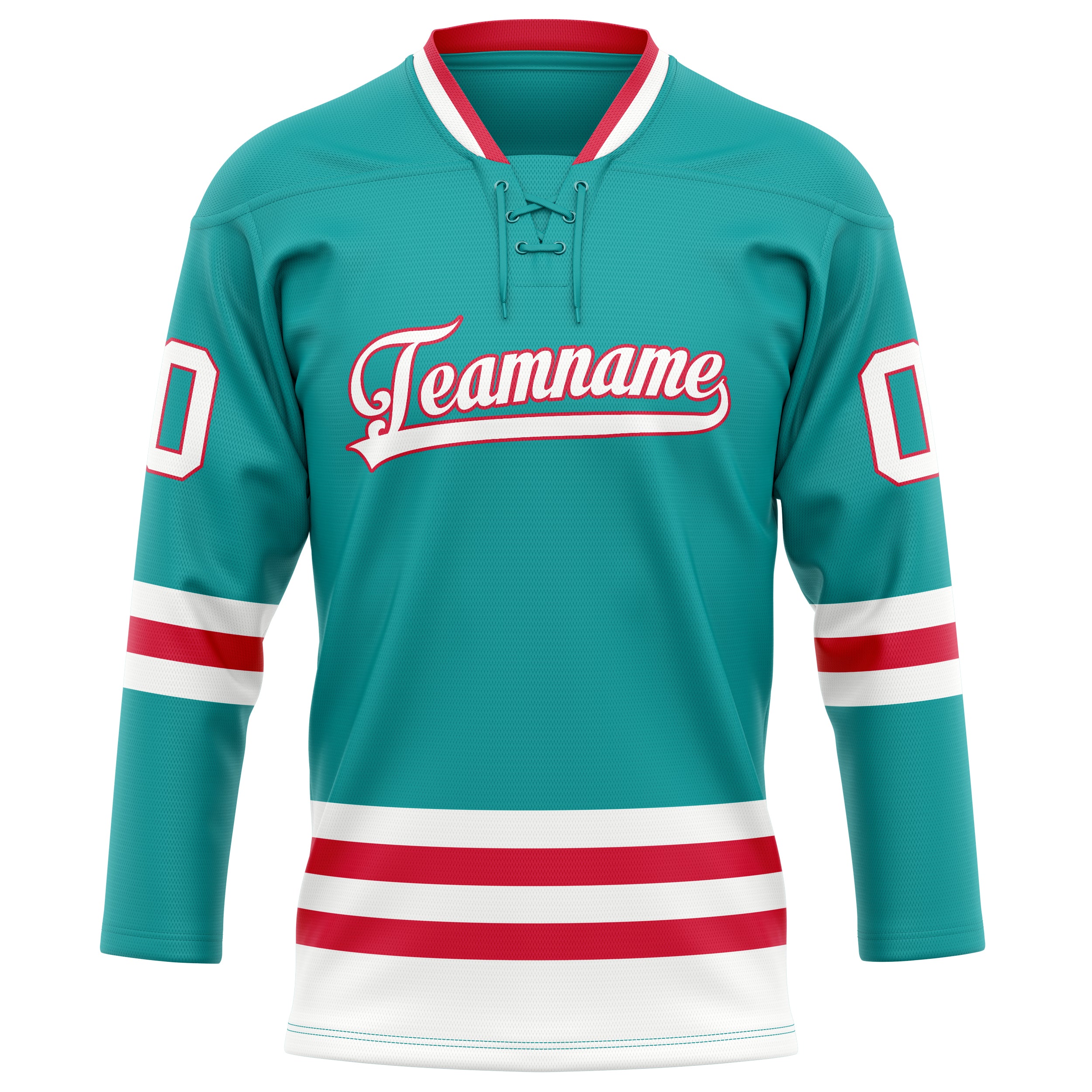 Custom Aqua Red Solid Colour Hockey Jersey