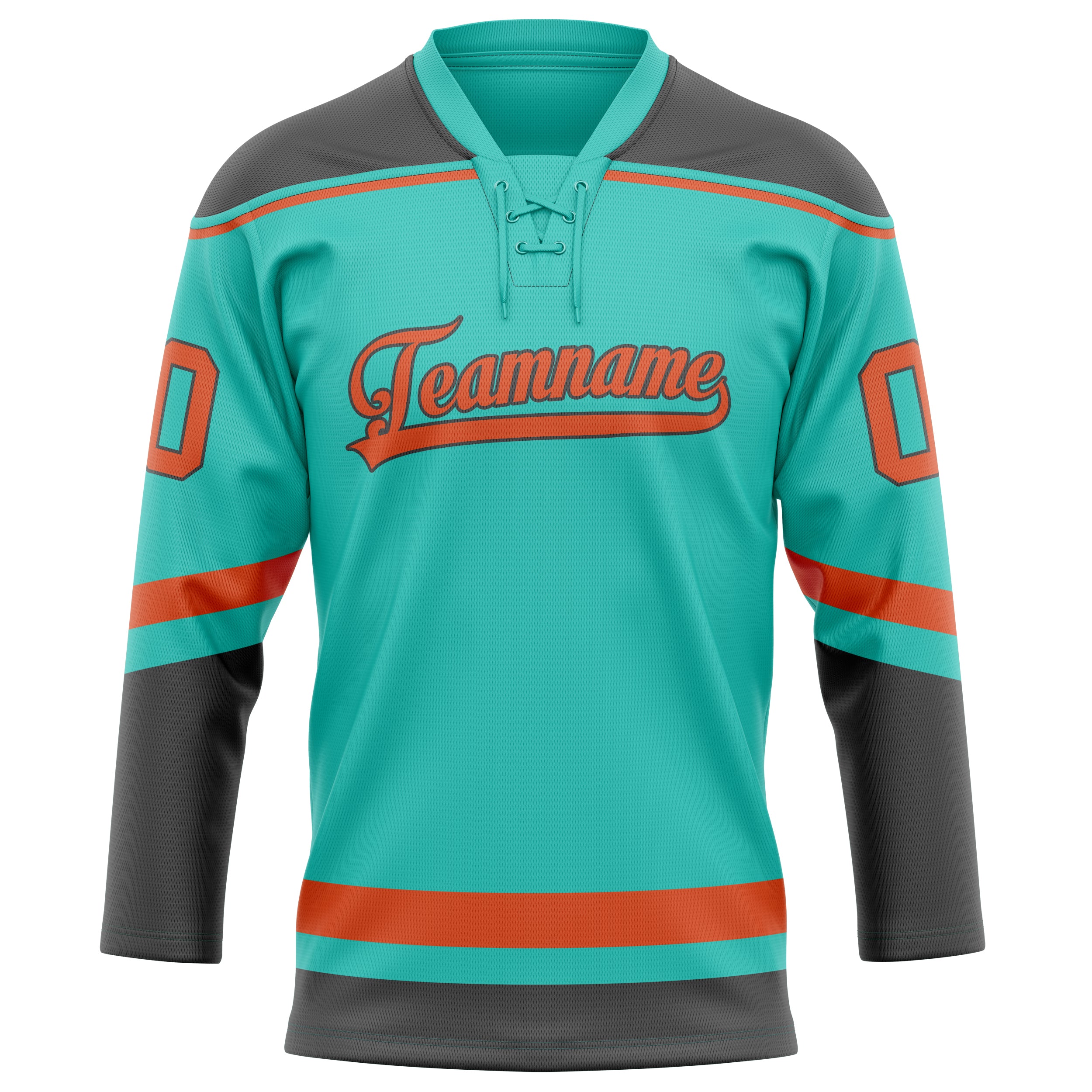 Custom Aqua Red Solid Colour Hockey Jersey