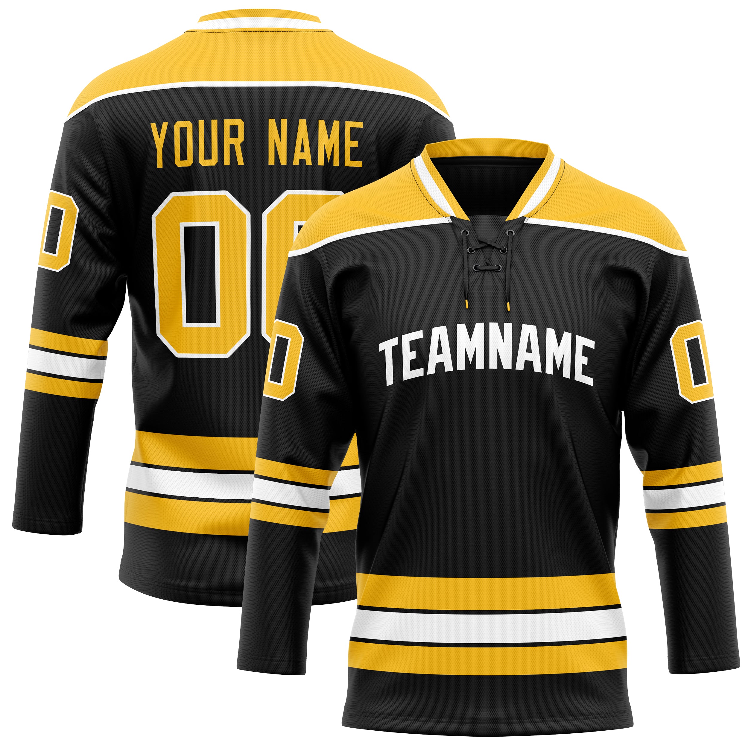 Custom Black Gold Solid Colour Hockey Jersey