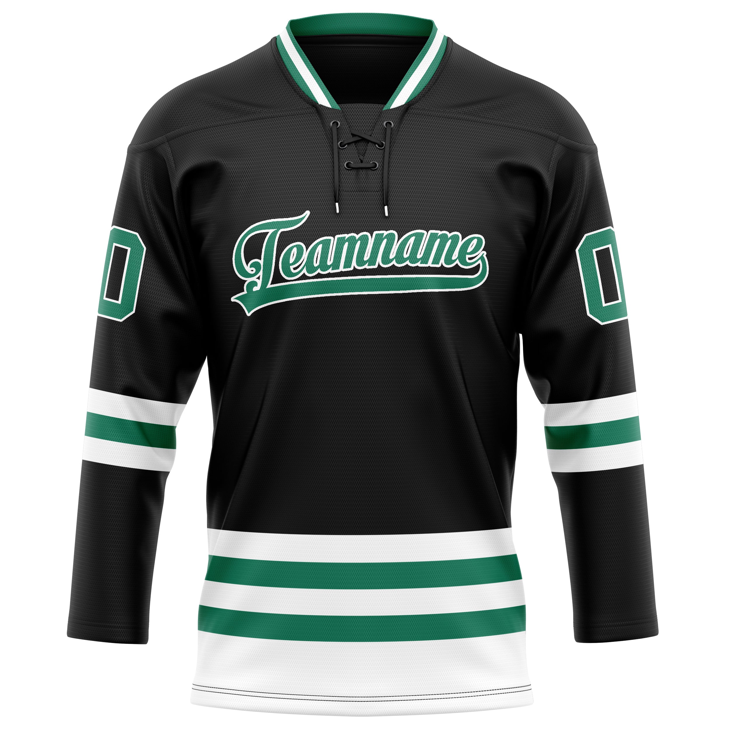 Custom Black Kelly Green Solid Colour Hockey Jersey